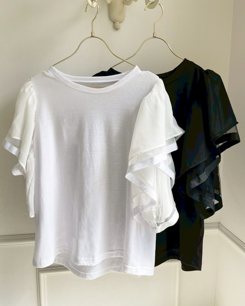 本店先行発売【パイピングフリルTシャツ】1234-0331