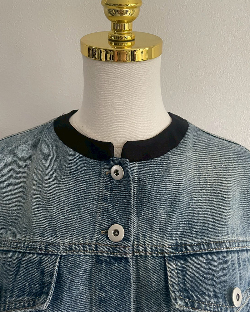 本店先行発売【裾フラワーデニムジレ】6795-3331