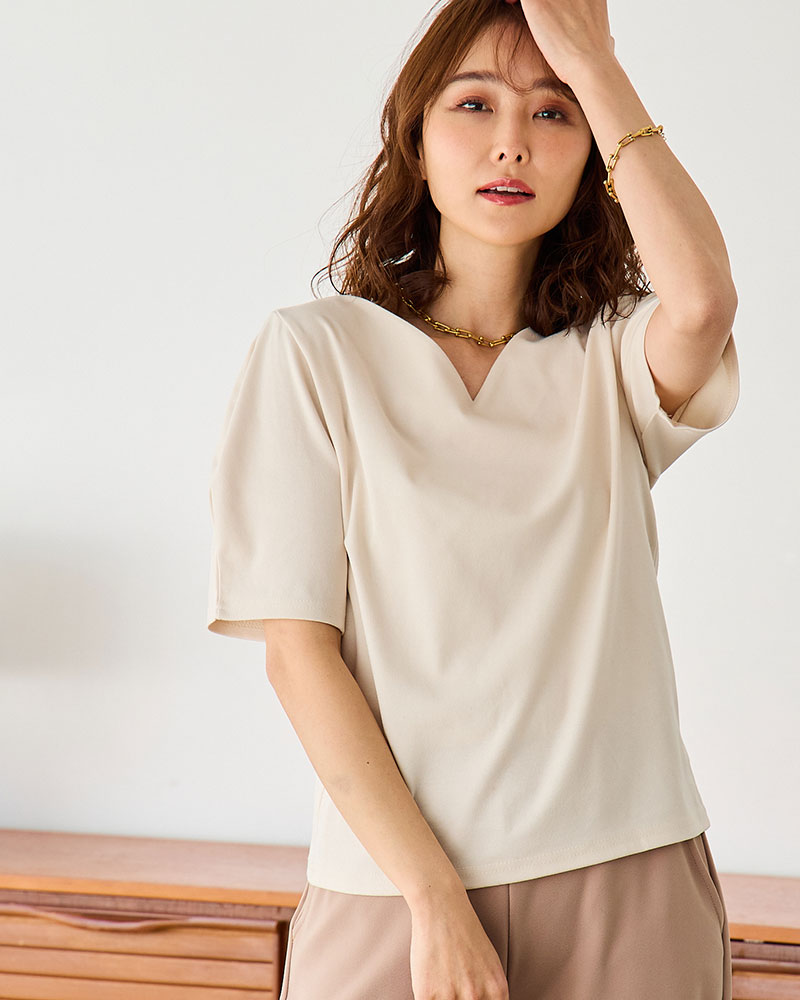 【Vネック美ラインTシャツ(myu39)】メール便OK