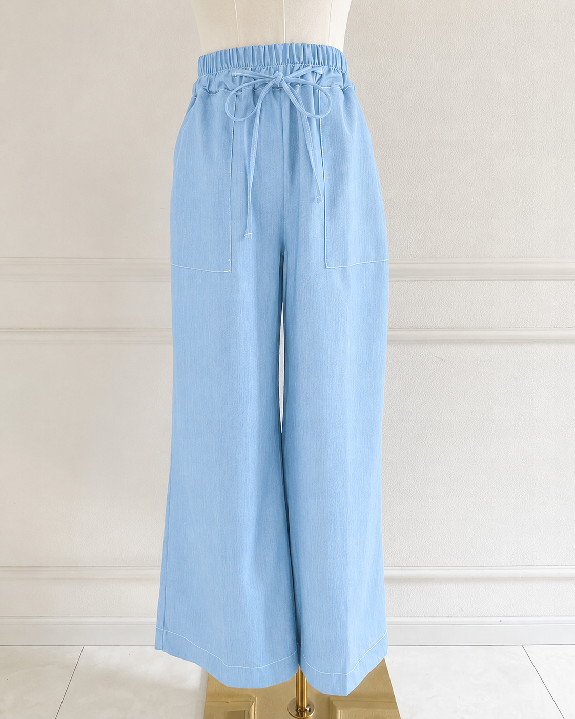 SAXカラー登場!!再販START!!【さらっとエアリーデニムワイドパンツ(kk2505-5-0033)】 