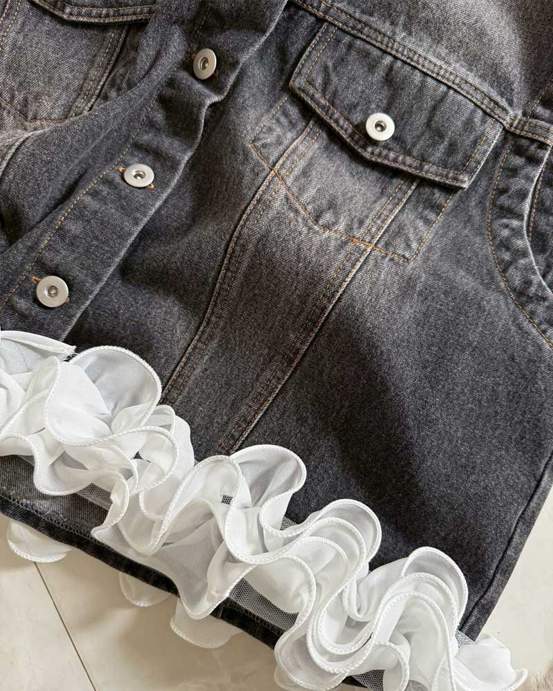 新色登場♡【裾フラワーデニムジレ】FYVN187591-281