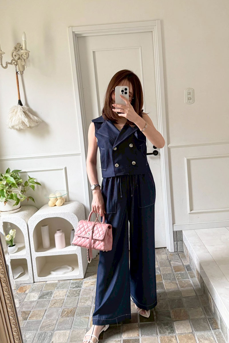 【さらっとエアリーデニムワイドパンツ】