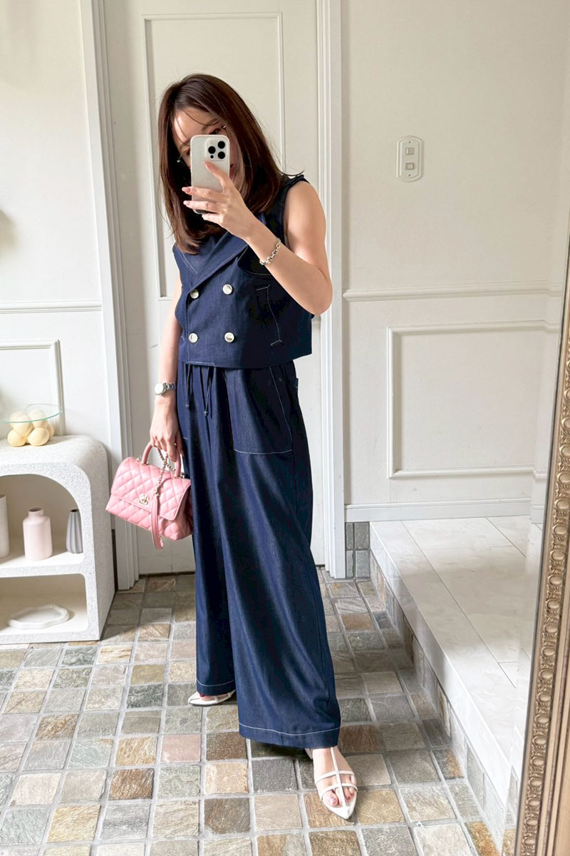 【さらっとエアリーデニムワイドパンツ】