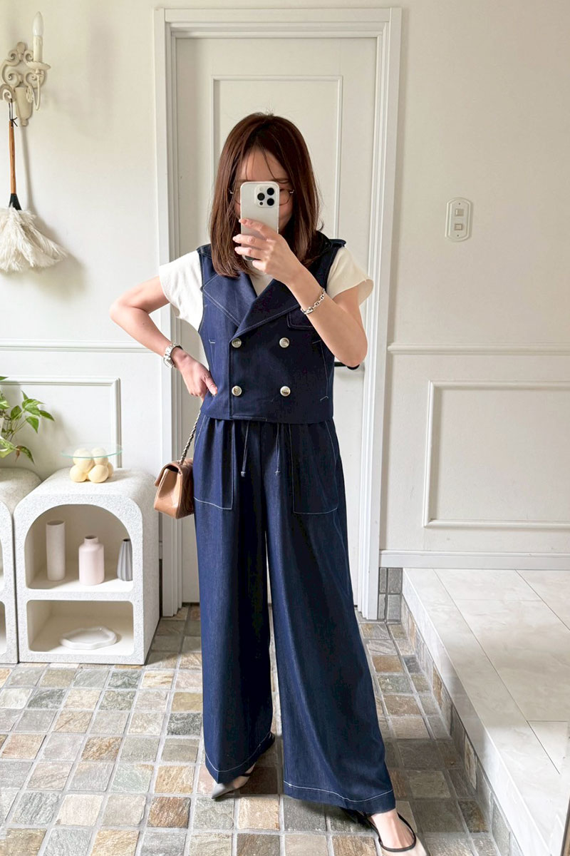 【さらっとエアリーデニムワイドパンツ】