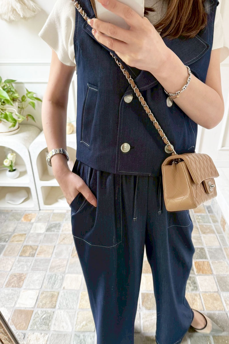 【さらっとエアリーデニムワイドパンツ】