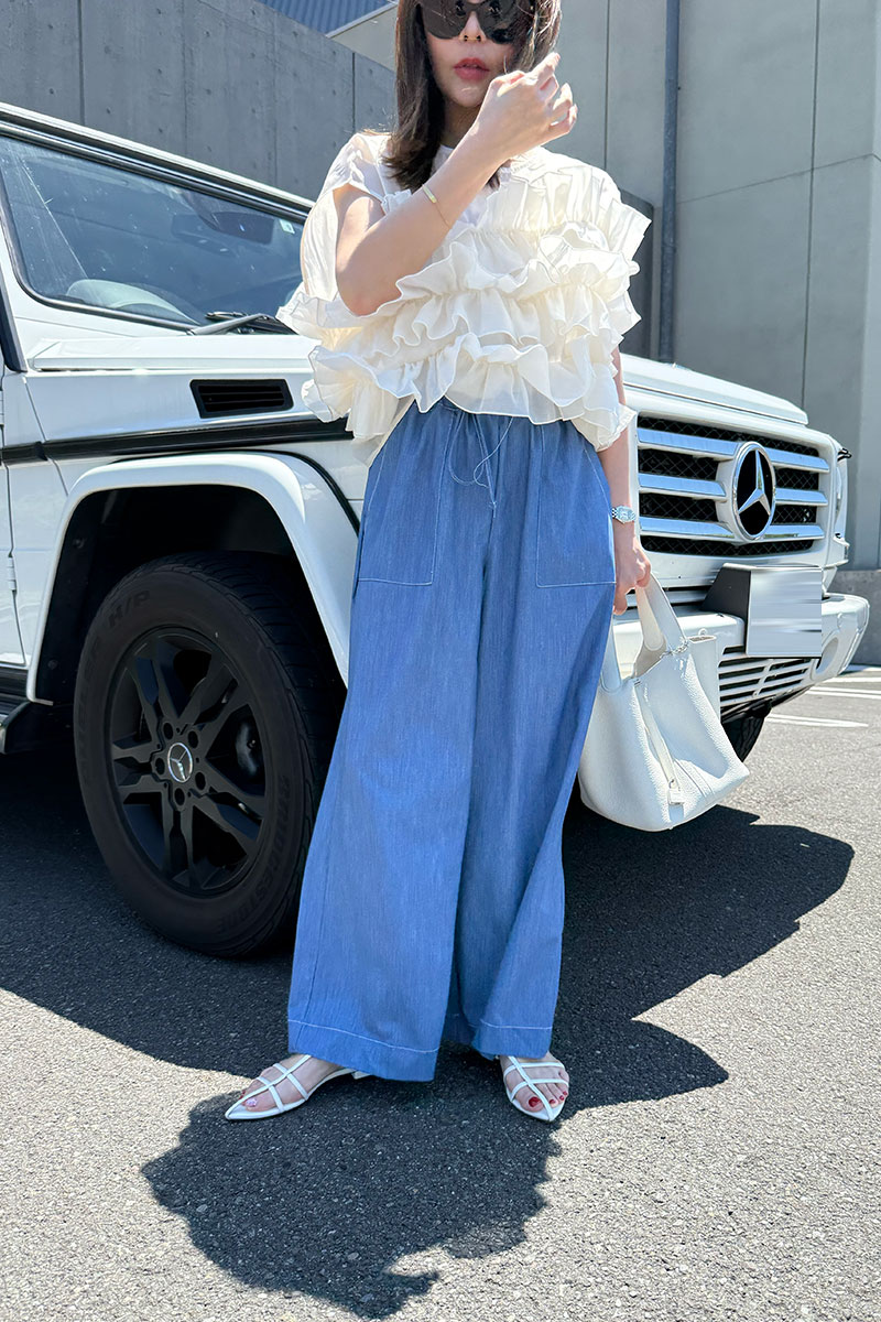 【さらっとエアリーデニムワイドパンツ】