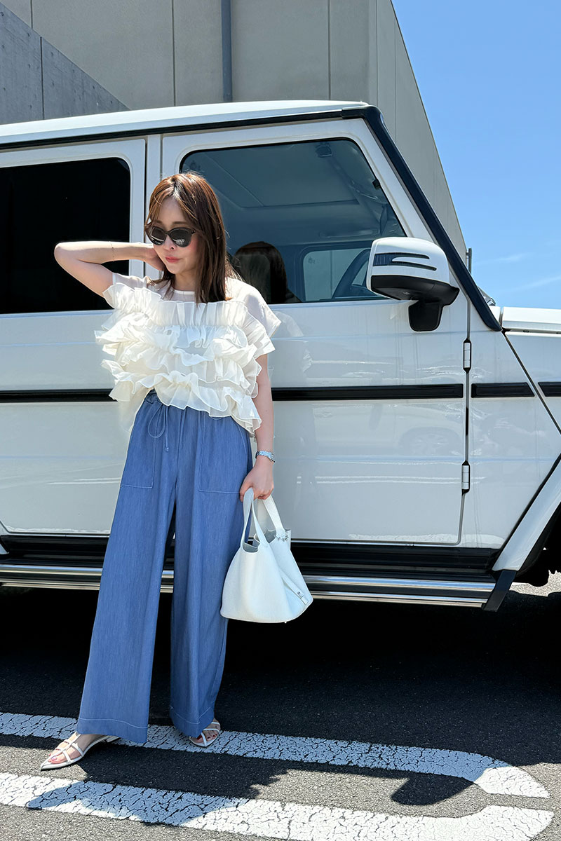 【さらっとエアリーデニムワイドパンツ】