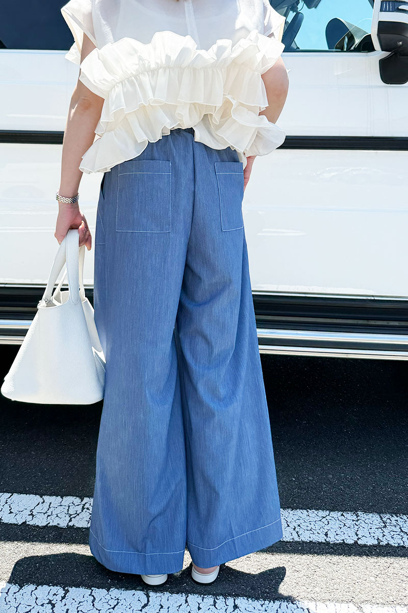 【さらっとエアリーデニムワイドパンツ】