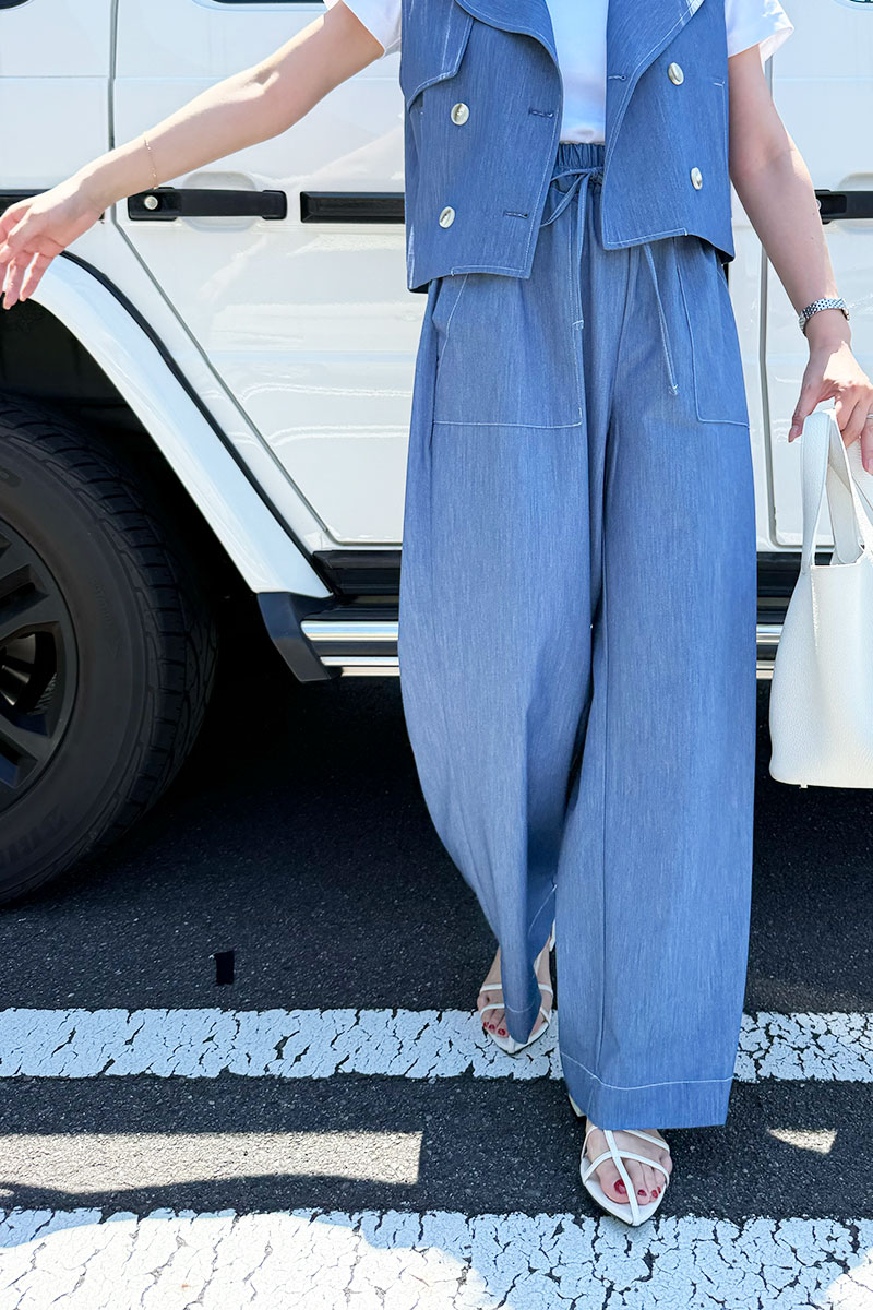 【さらっとエアリーデニムワイドパンツ】