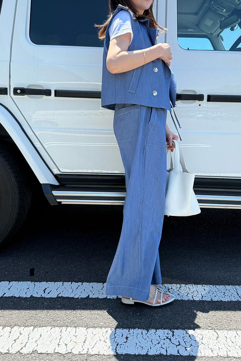 【さらっとエアリーデニムワイドパンツ】