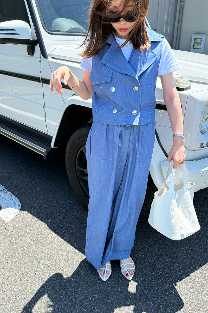 【さらっとエアリーデニムワイドパンツ】