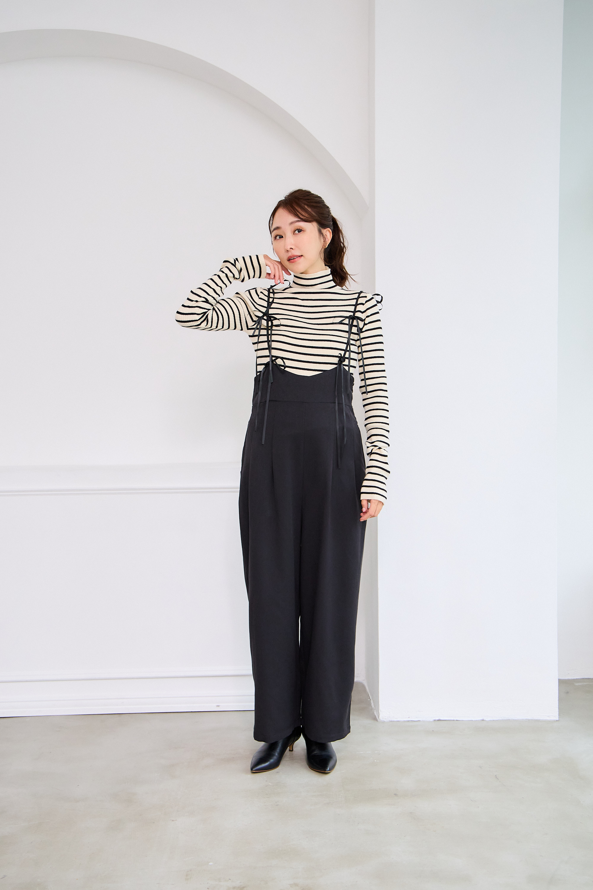 【リボン付き　キャミロンパース(kbm493)】メール便OK