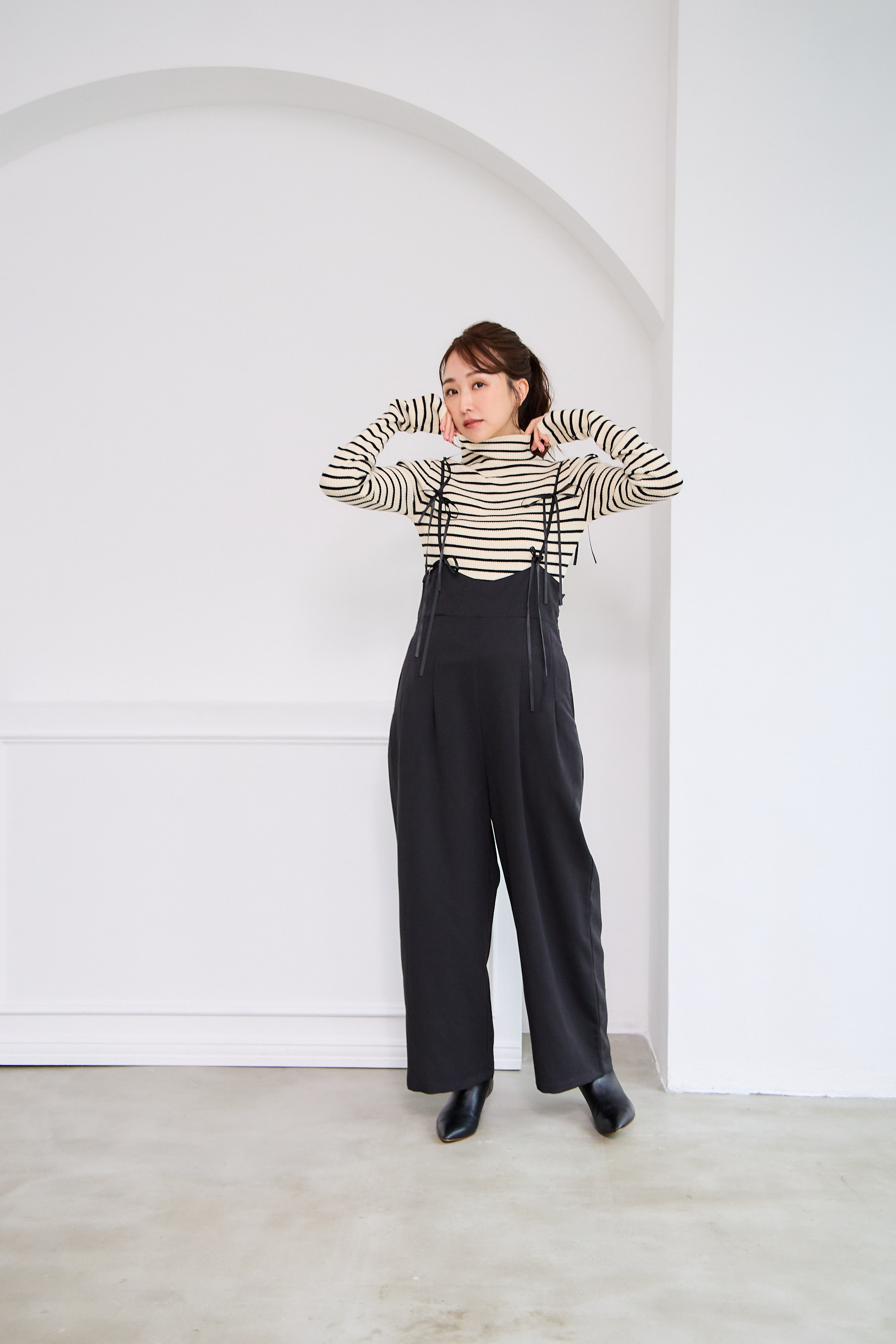 【リボン付き　キャミロンパース(kbm493)】メール便OK