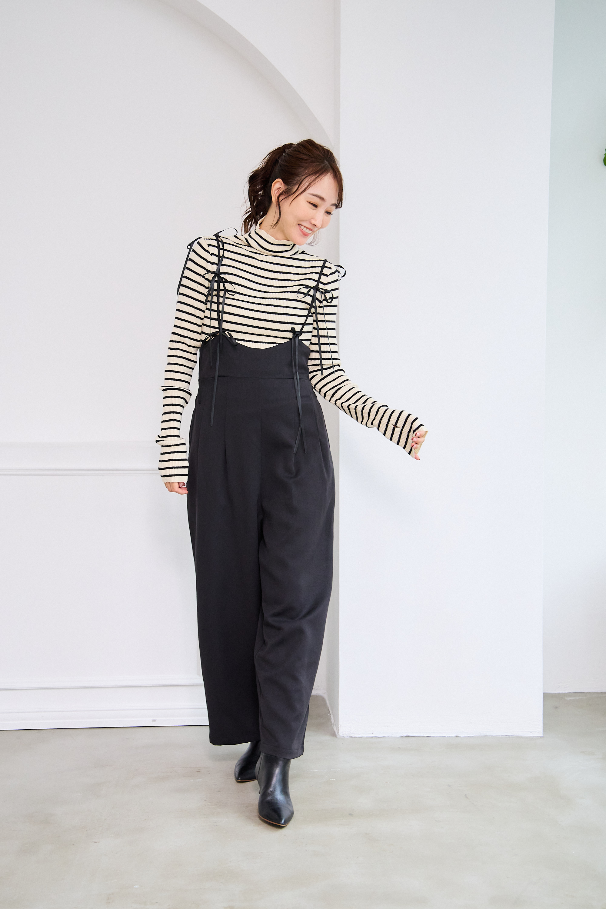 【リボン付き　キャミロンパース(kbm493)】メール便OK