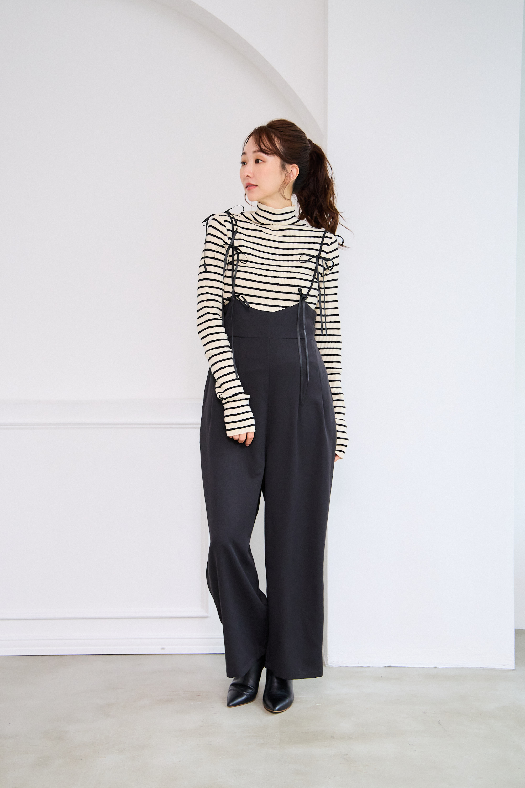 【リボン付き　キャミロンパース(kbm493)】メール便OK