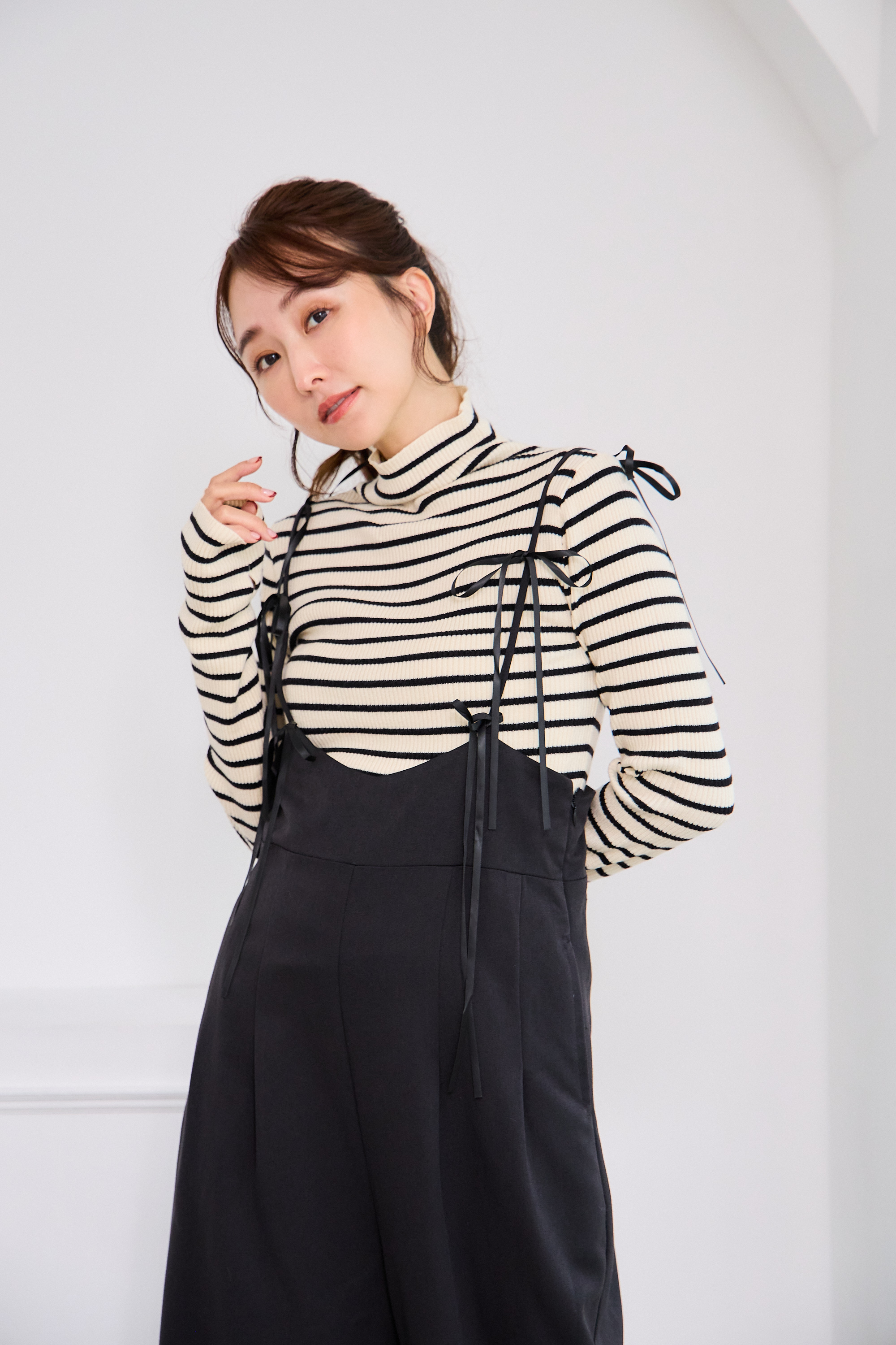 【リボン付き　キャミロンパース(kbm493)】メール便OK