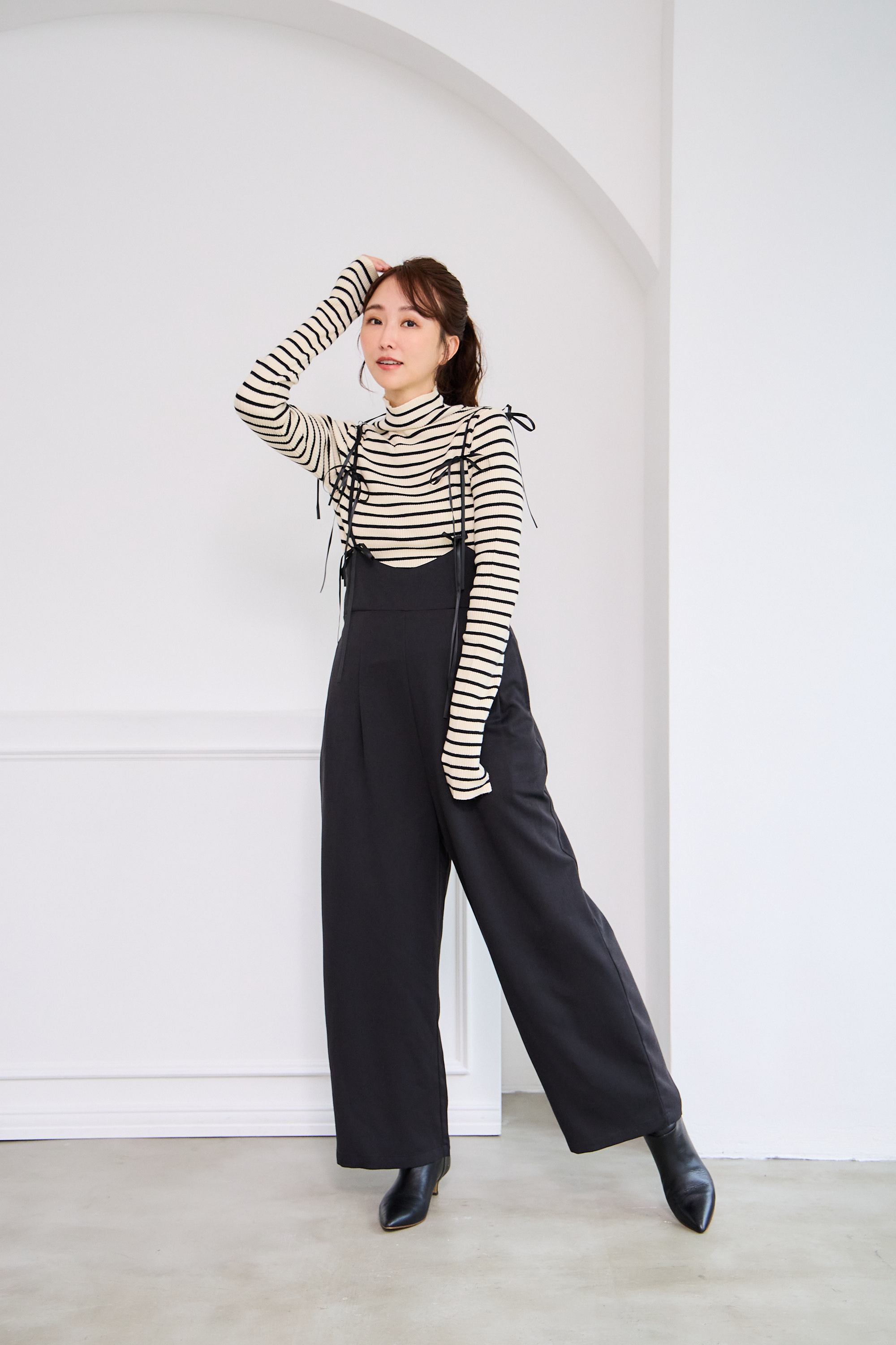 【リボン付き　キャミロンパース(kbm493)】メール便OK