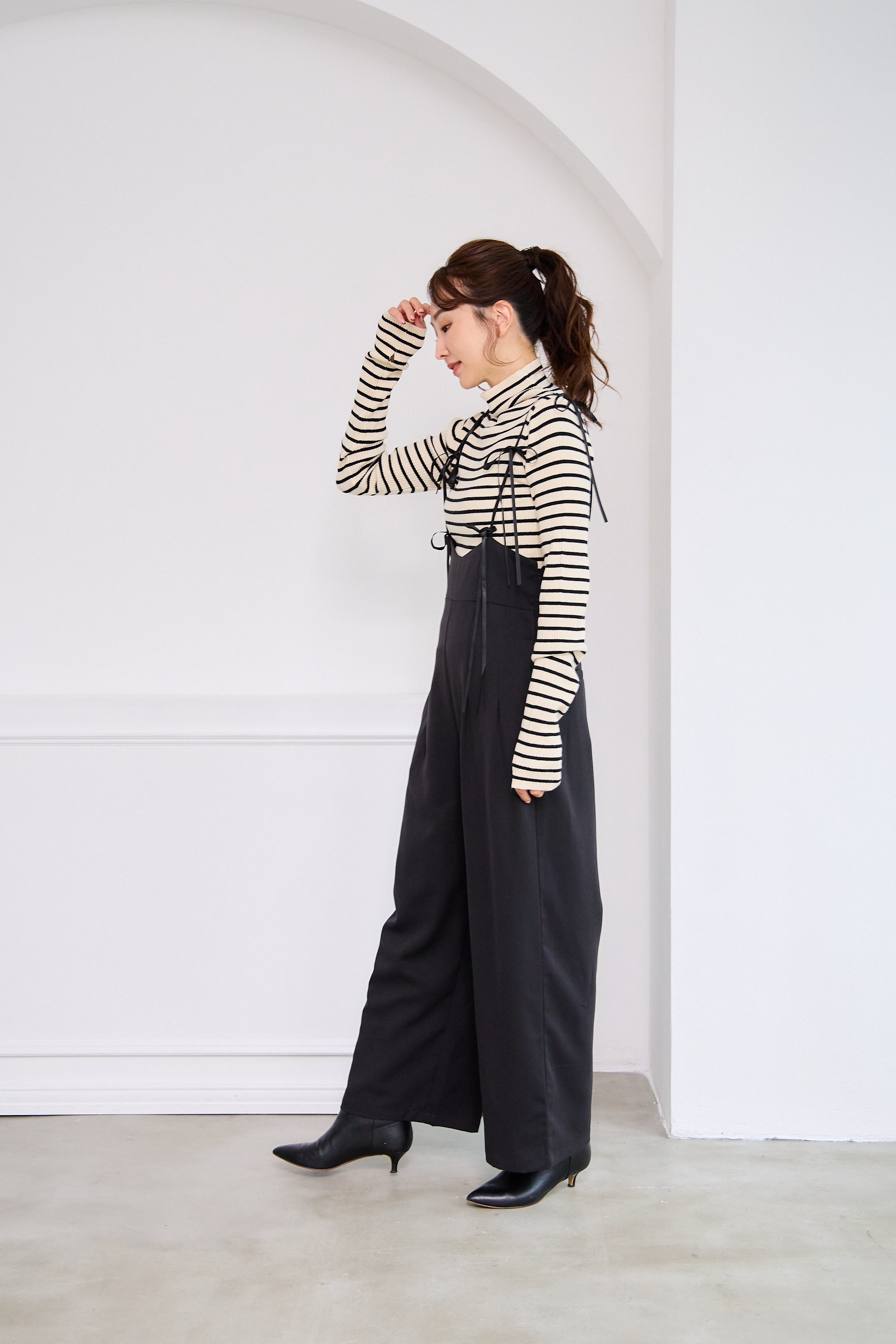 【リボン付き　キャミロンパース(kbm493)】メール便OK