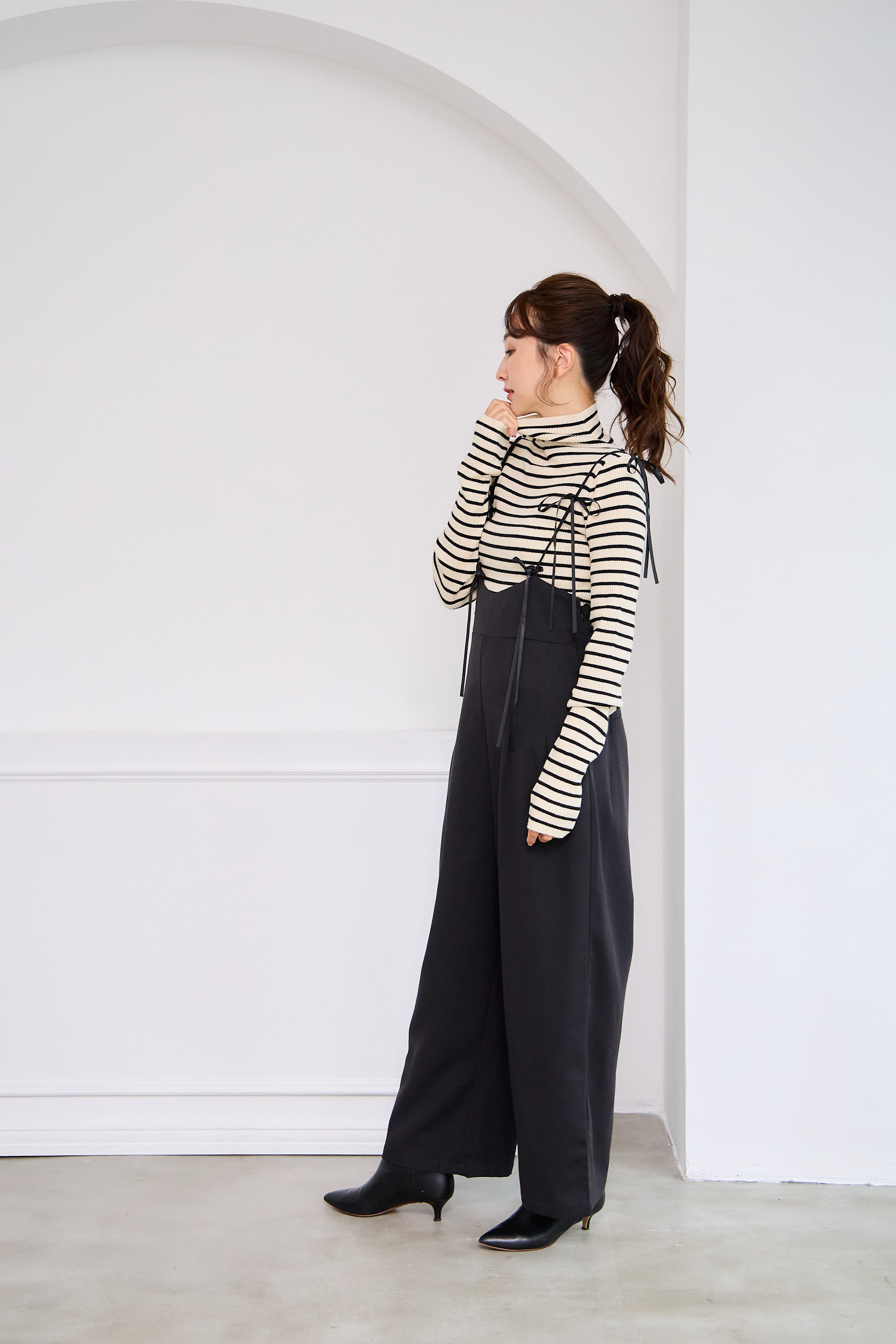 【リボン付き　キャミロンパース(kbm493)】メール便OK