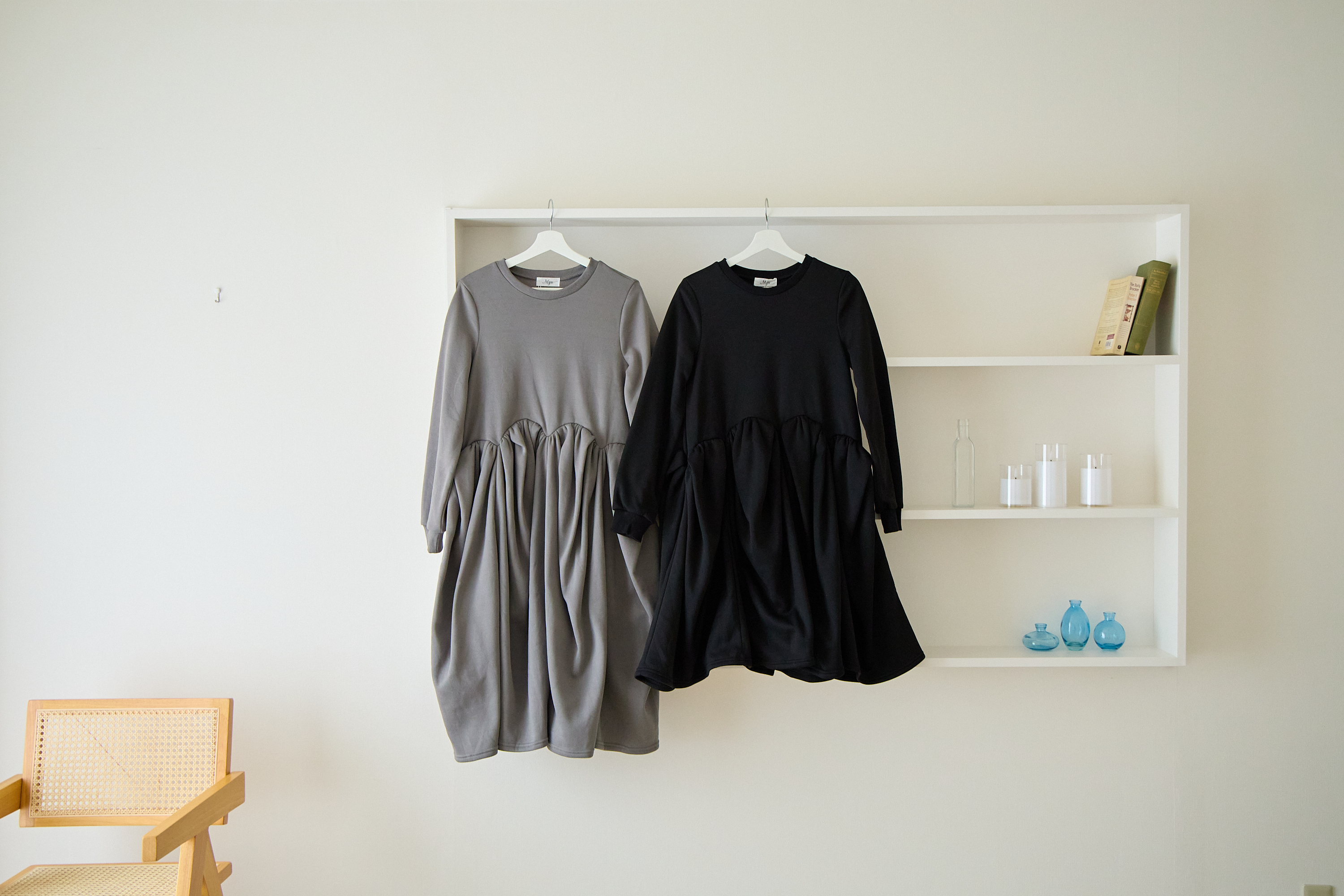 【裏起毛　ボリュームミニワンピ(kbm548)】メール便OK