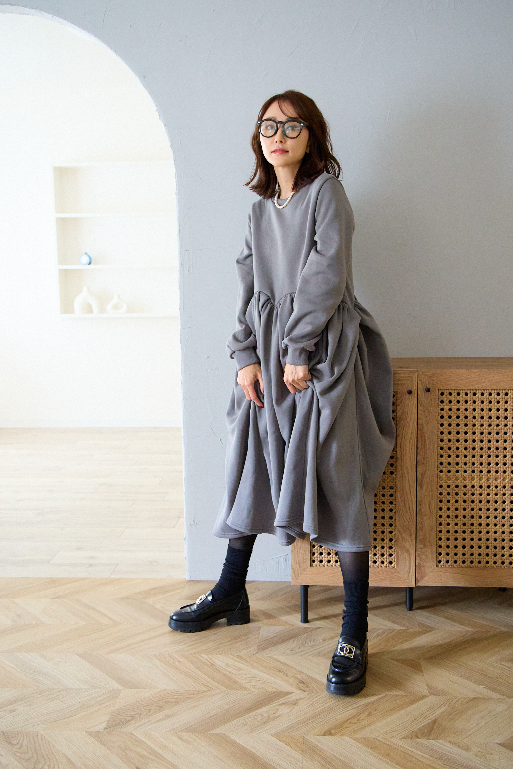 【裏起毛　ボリュームワンピ(kbm547)】メール便OK