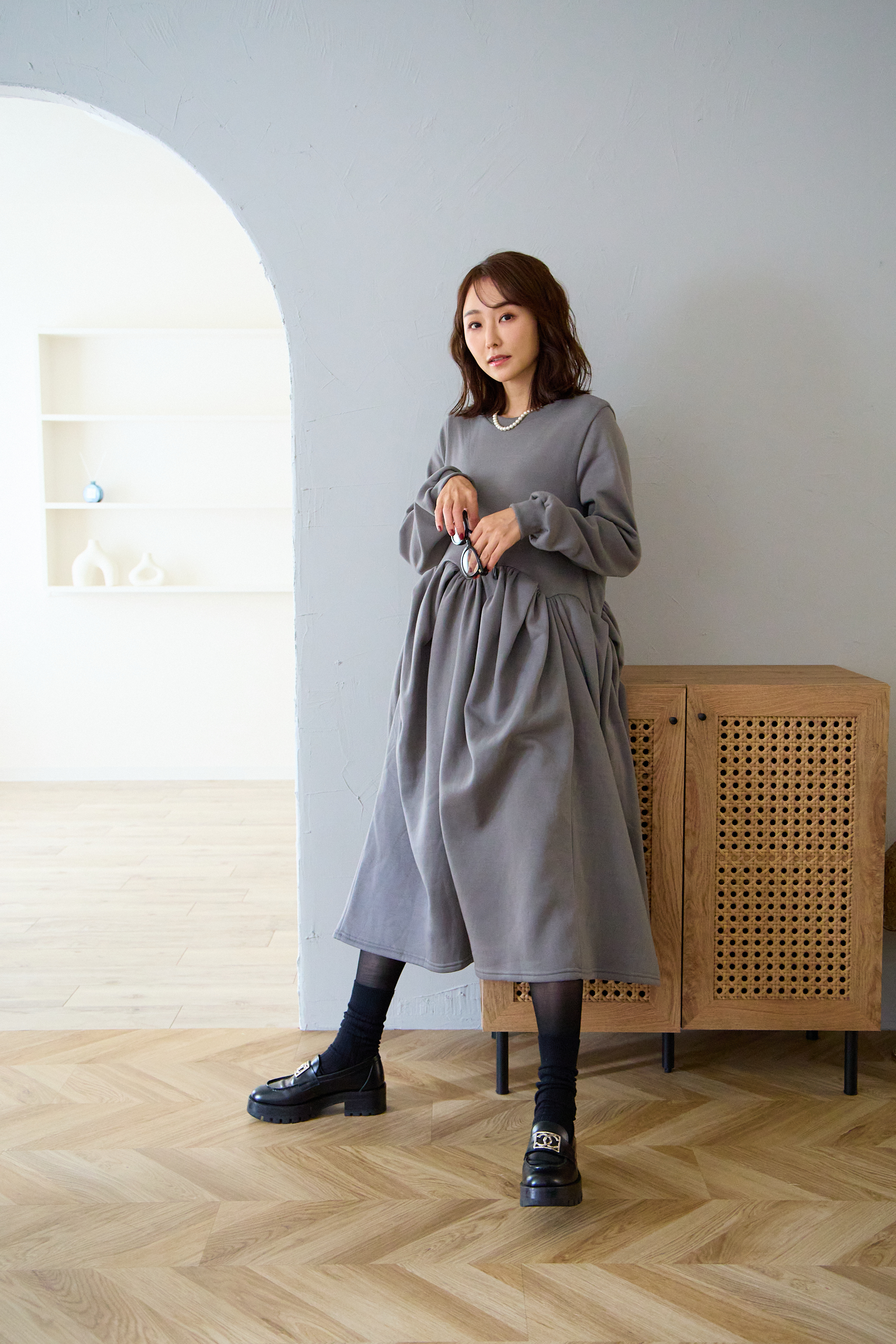 【裏起毛　ボリュームワンピ(kbm547)】メール便OK