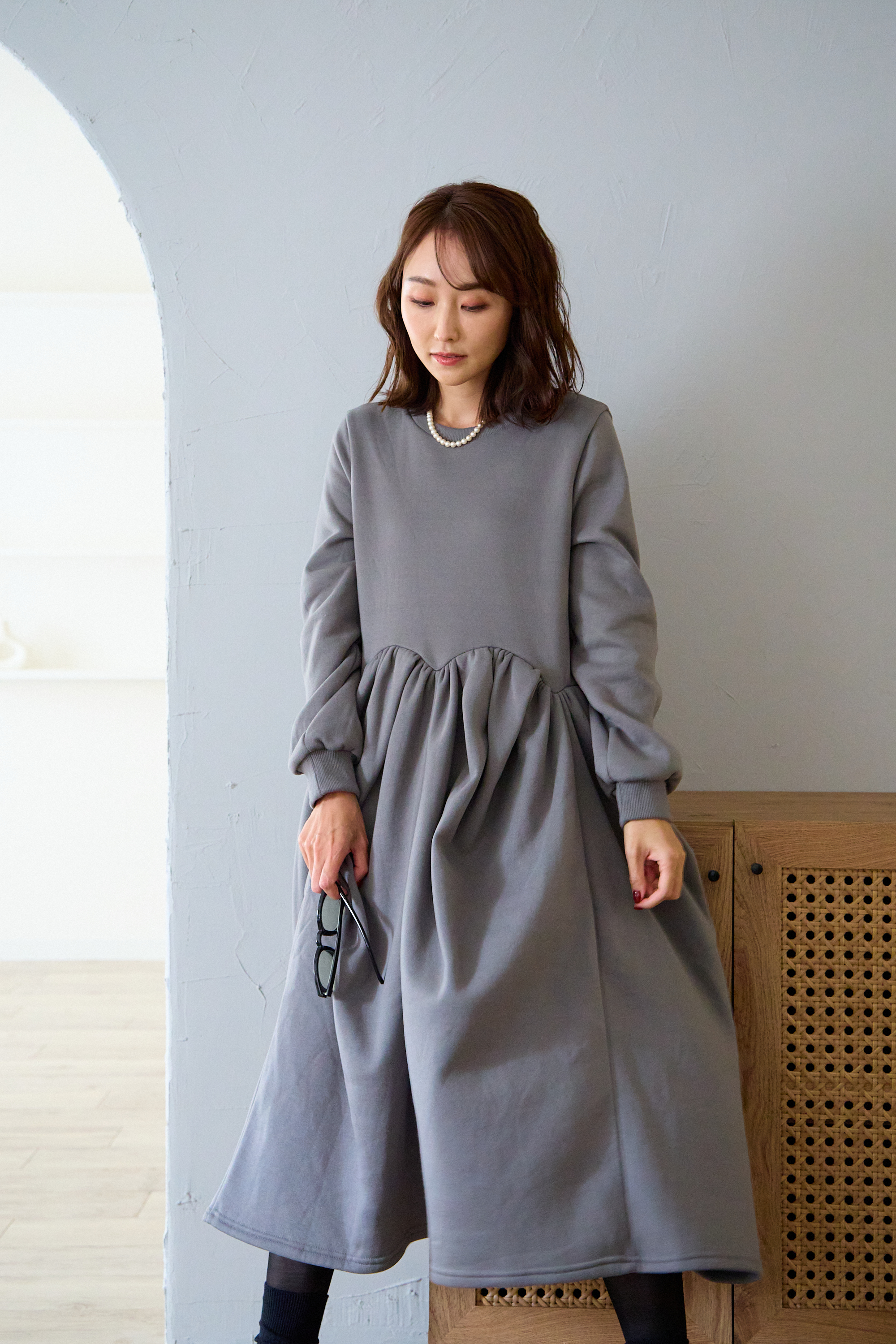 【裏起毛　ボリュームワンピ(kbm547)】メール便OK