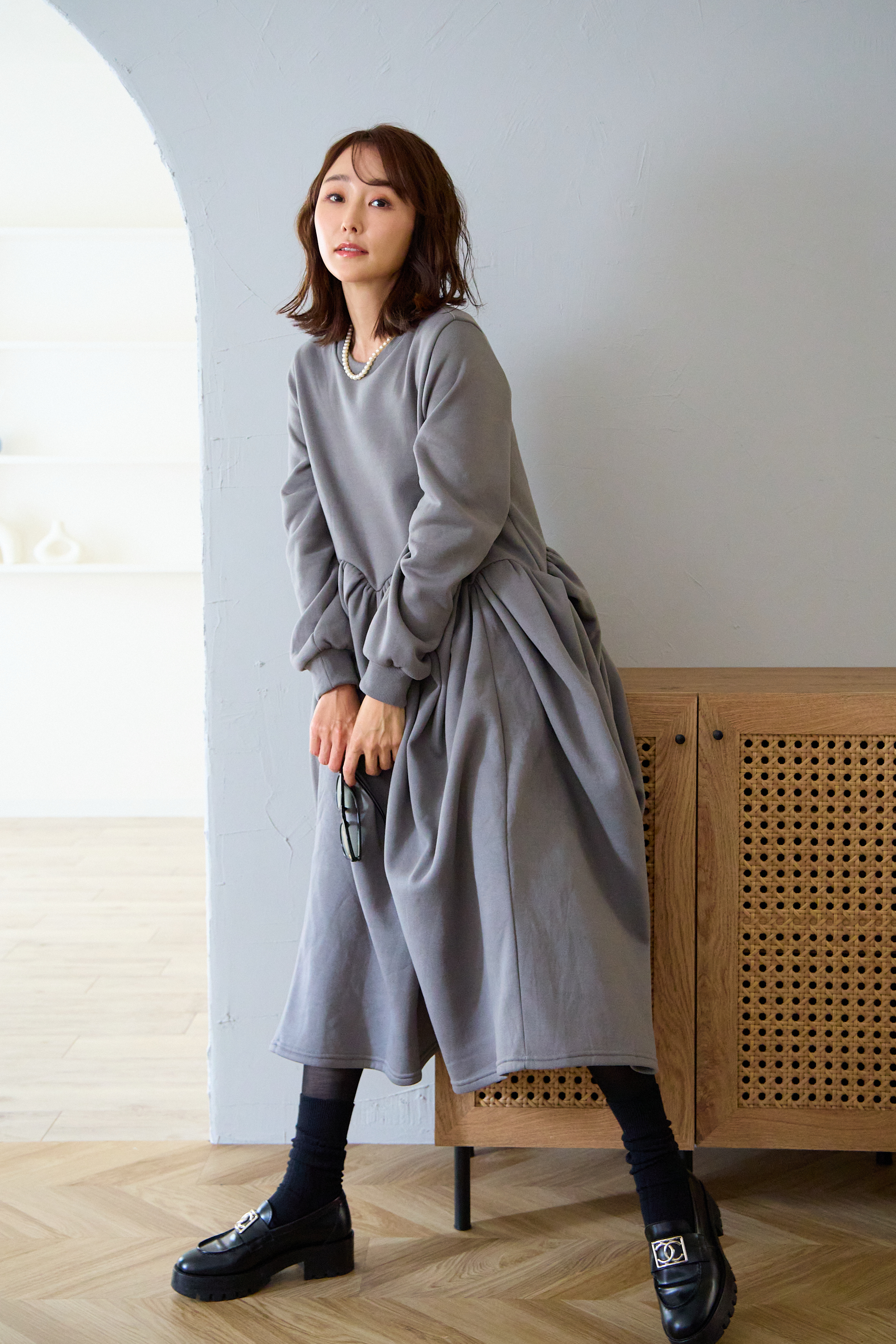 【裏起毛　ボリュームワンピ(kbm547)】メール便OK