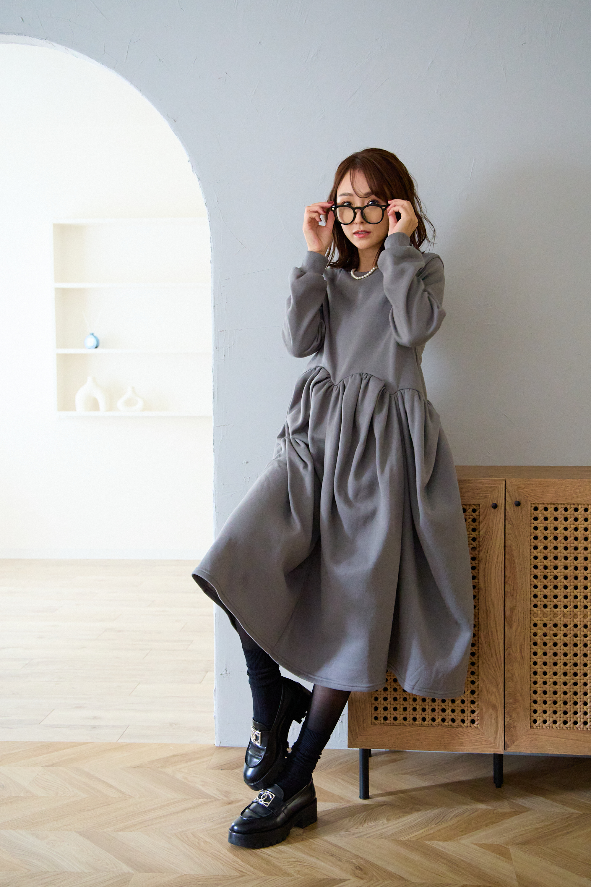 【裏起毛　ボリュームワンピ(kbm547)】メール便OK