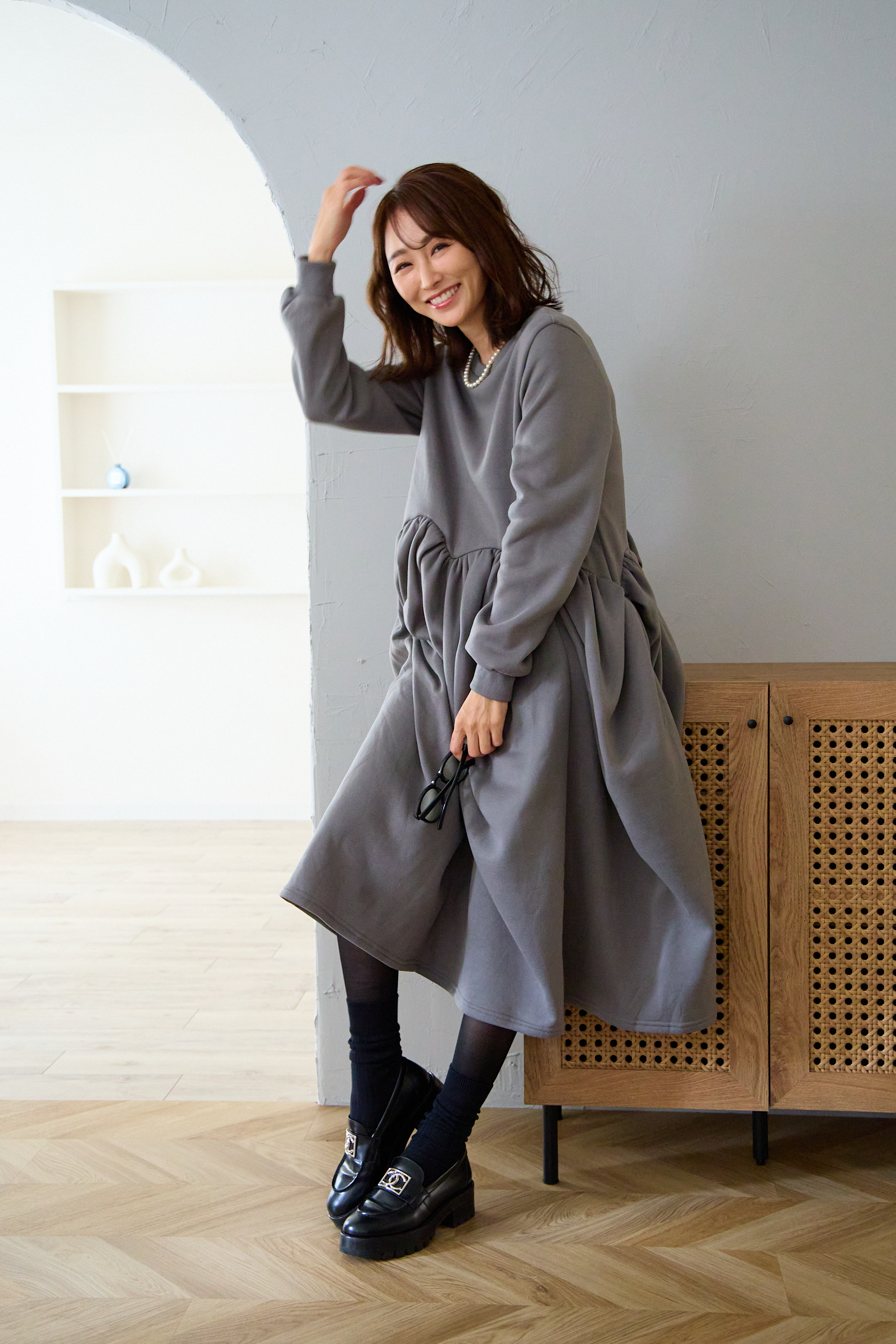 【裏起毛　ボリュームワンピ(kbm547)】メール便OK