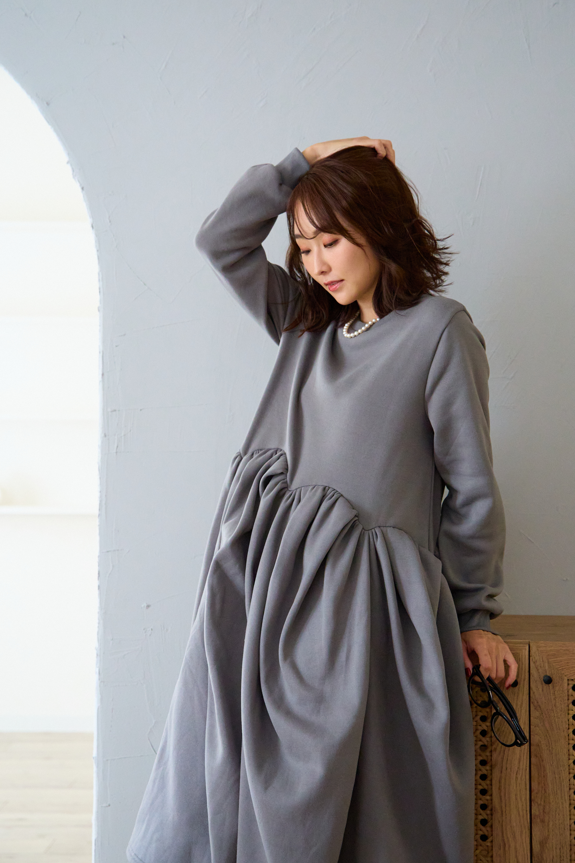 【裏起毛　ボリュームワンピ(kbm547)】メール便OK