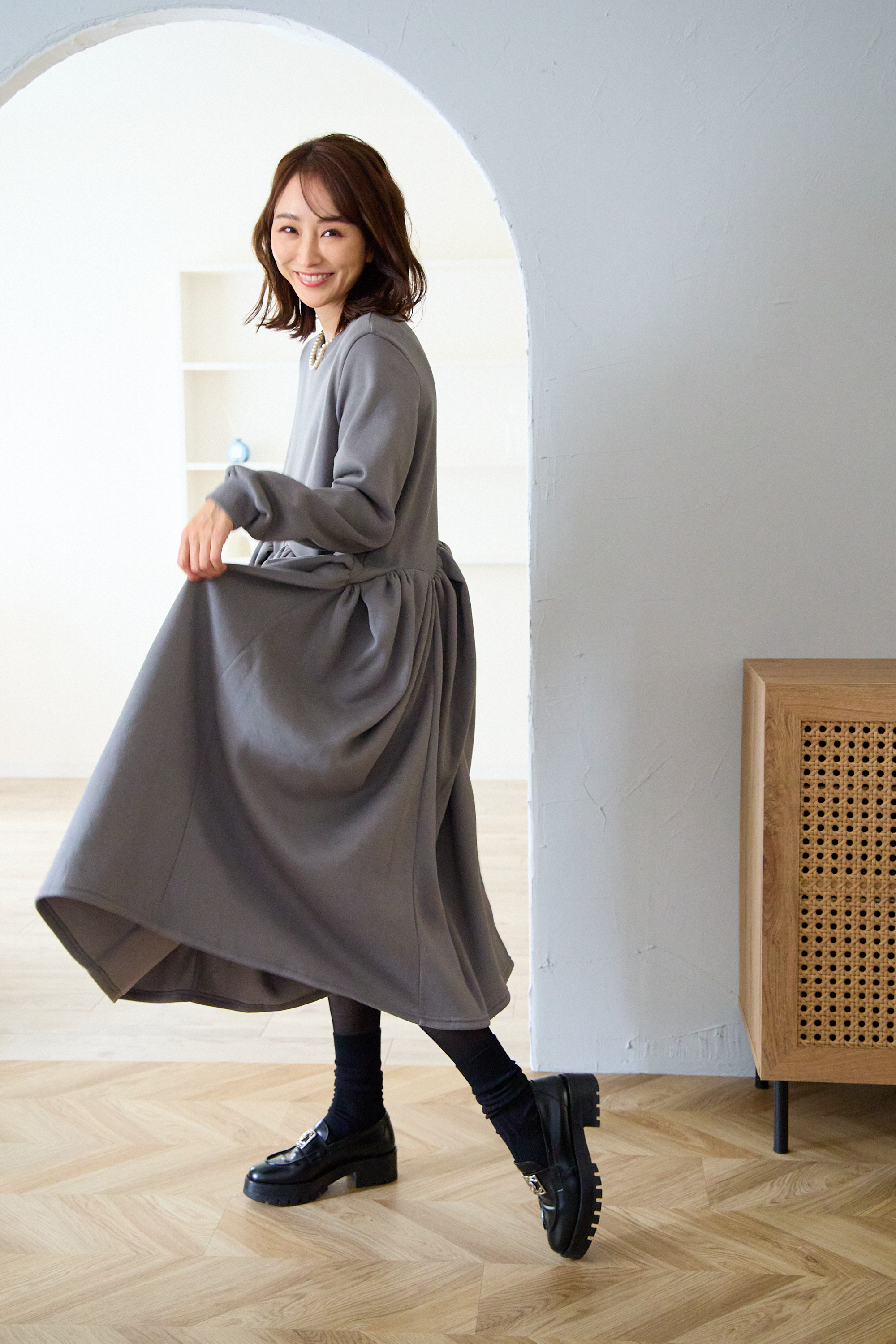 【裏起毛　ボリュームワンピ(kbm547)】メール便OK