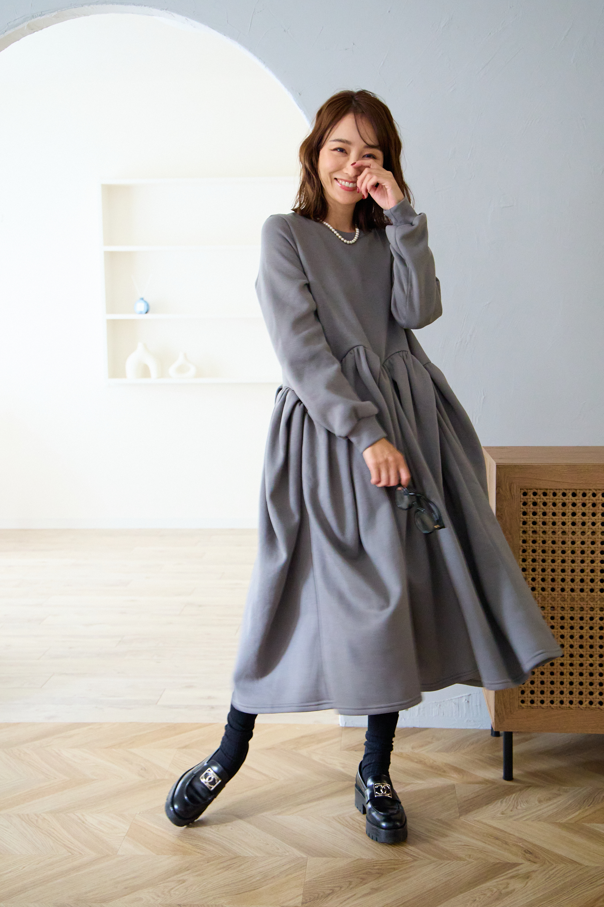 【裏起毛　ボリュームワンピ(kbm547)】メール便OK