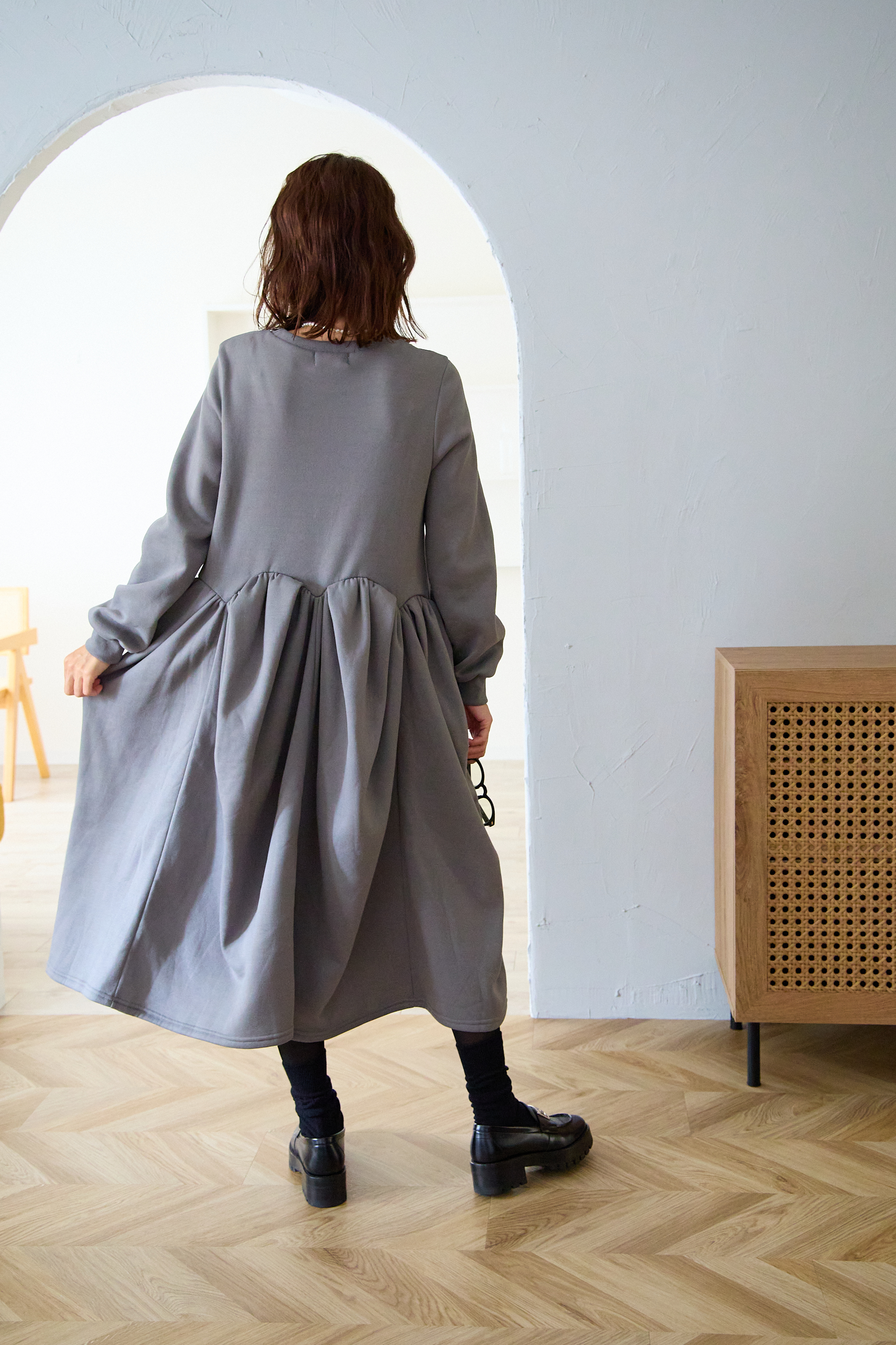 【裏起毛　ボリュームワンピ(kbm547)】メール便OK