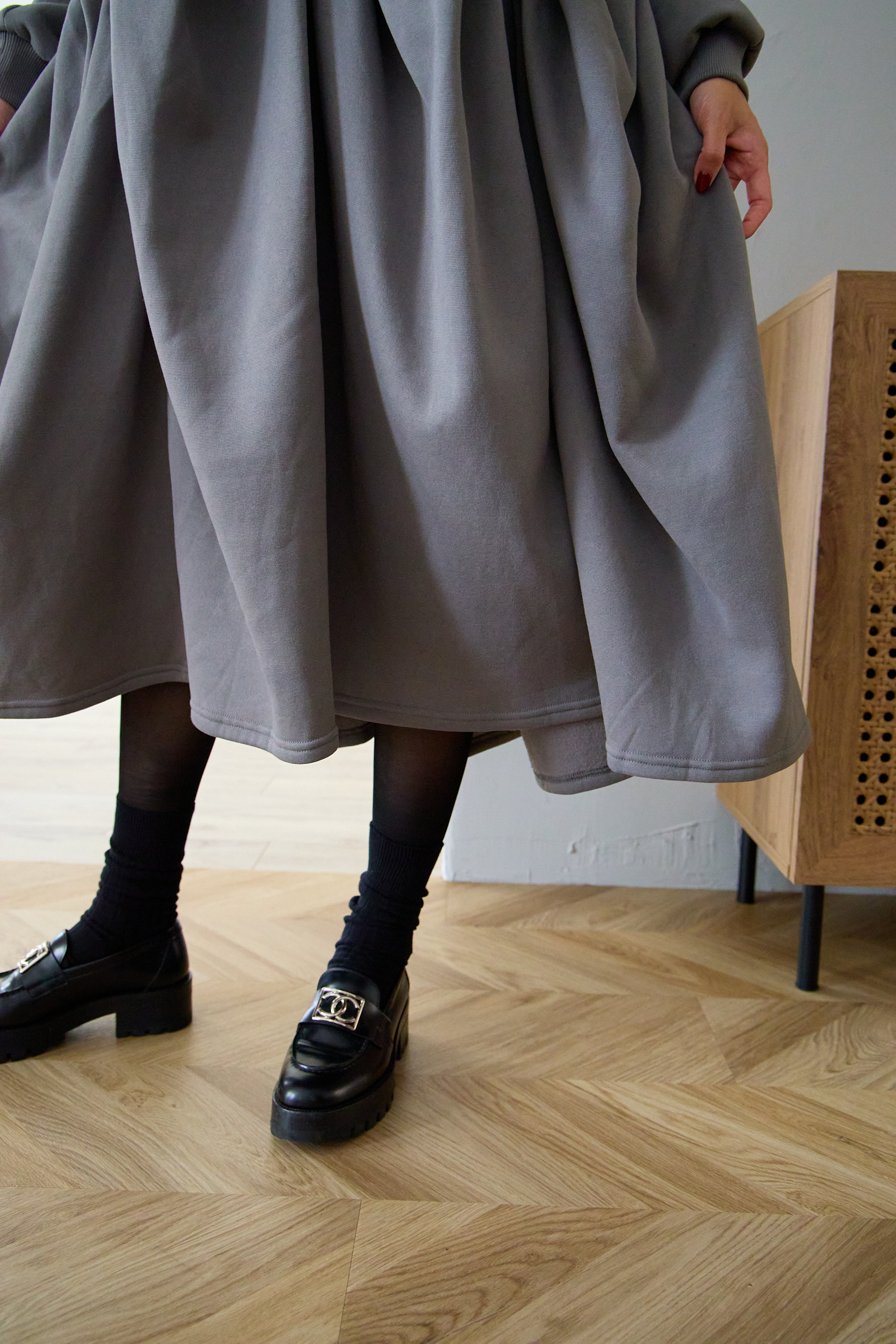 【裏起毛　ボリュームワンピ(kbm547)】メール便OK