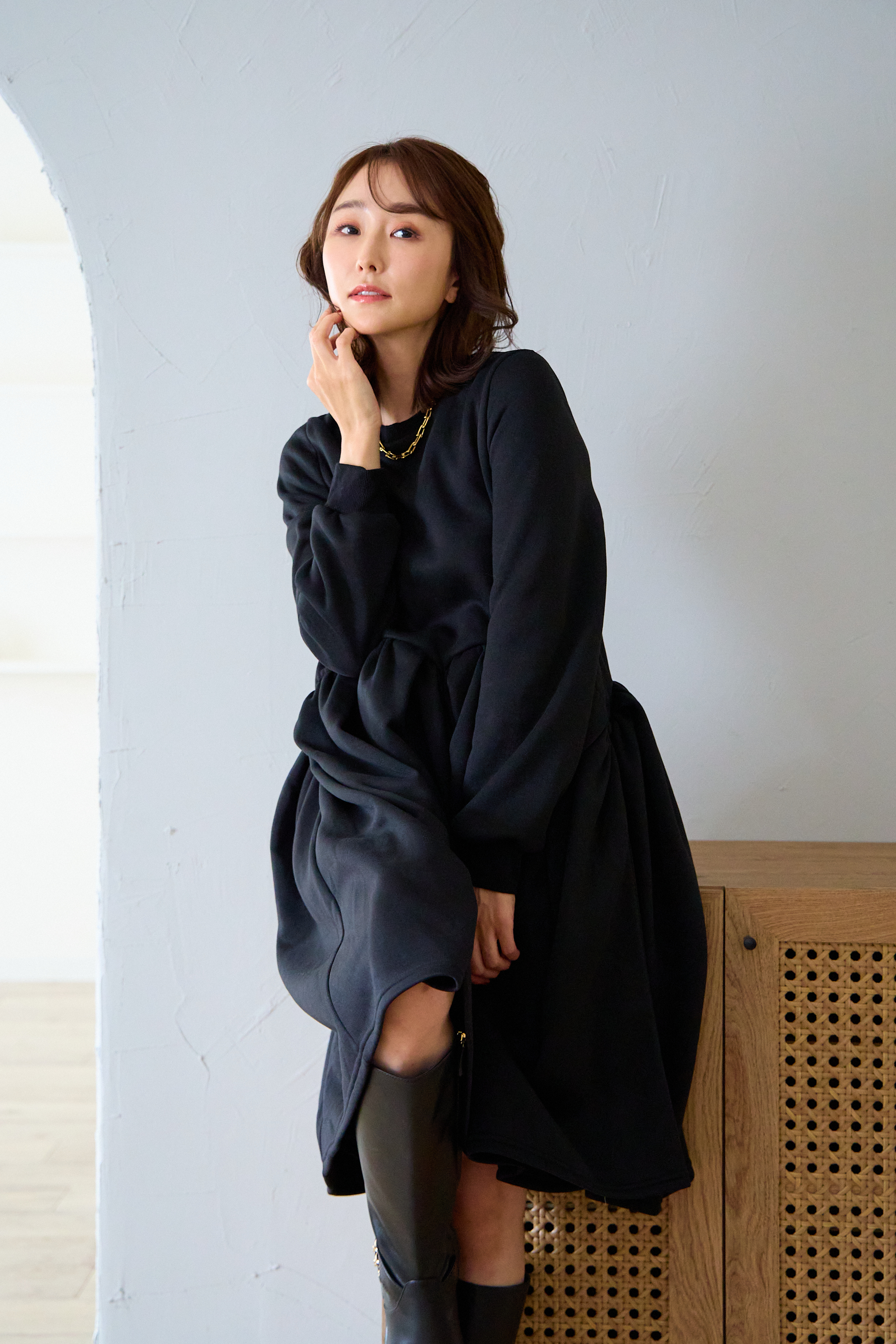 【裏起毛　ボリュームミニワンピ(kbm548)】メール便OK