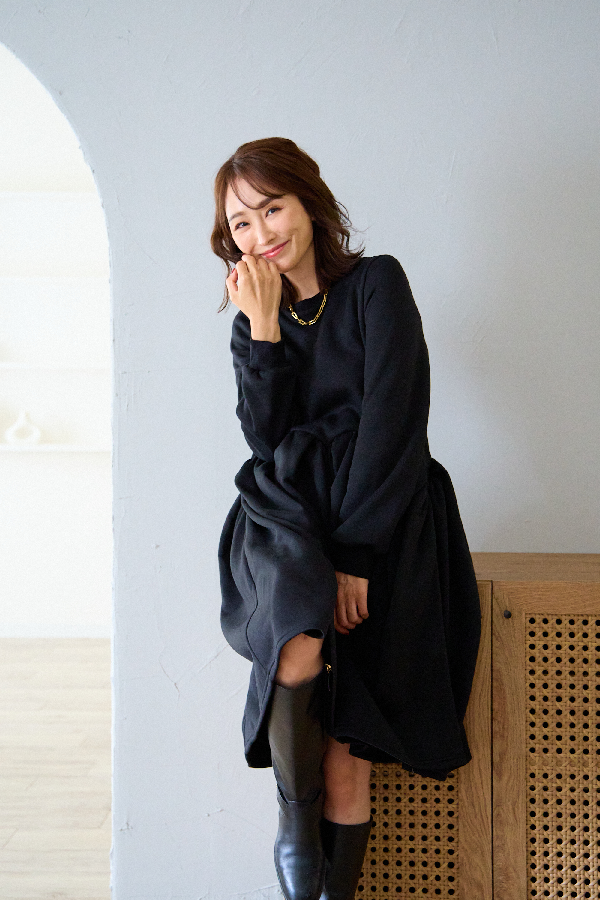 【裏起毛　ボリュームミニワンピ(kbm548)】メール便OK