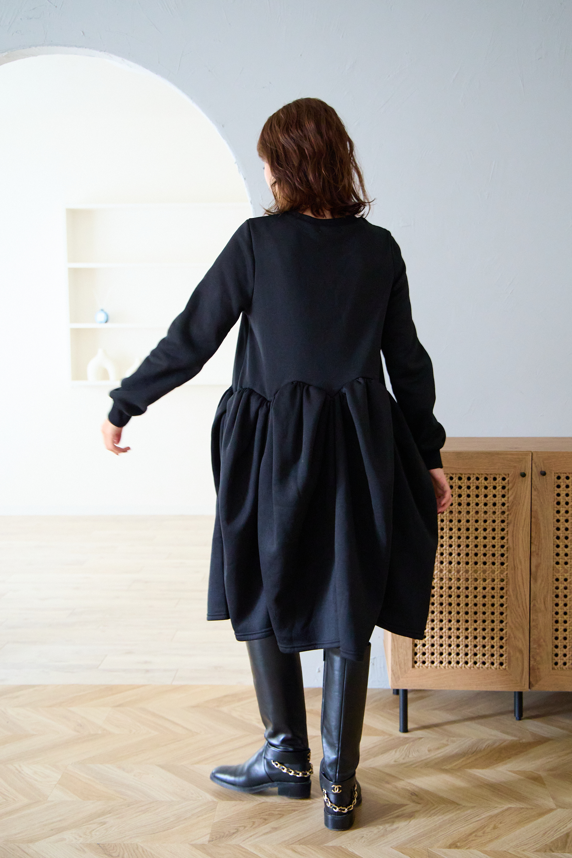 【裏起毛　ボリュームミニワンピ(kbm548)】メール便OK