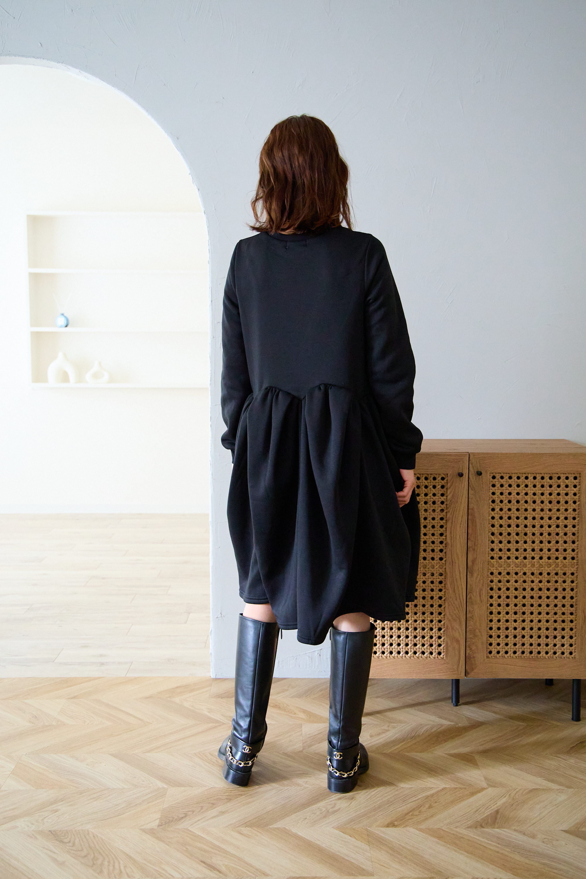 【裏起毛　ボリュームミニワンピ(kbm548)】メール便OK