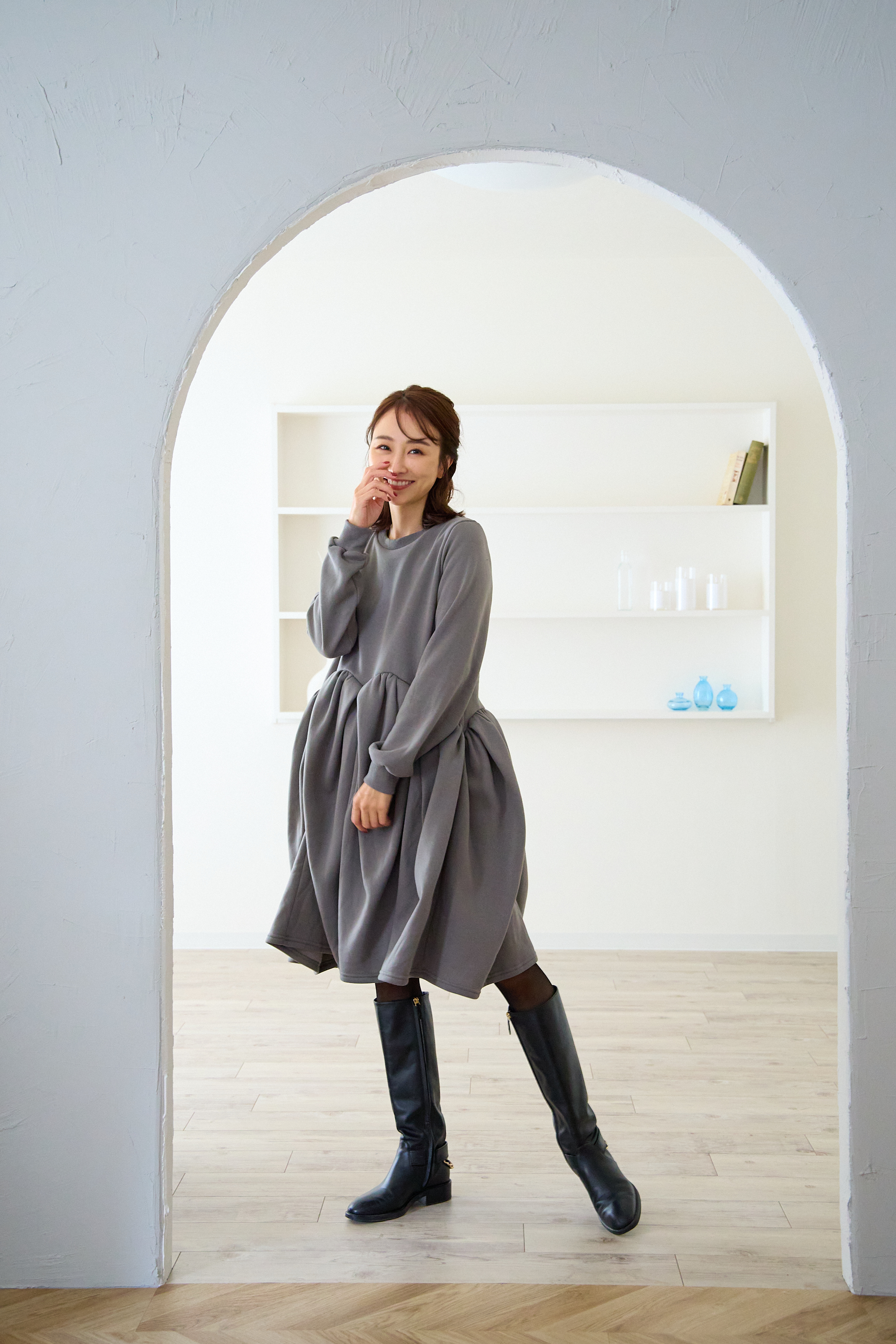 【裏起毛　ボリュームミニワンピ(kbm548)】メール便OK