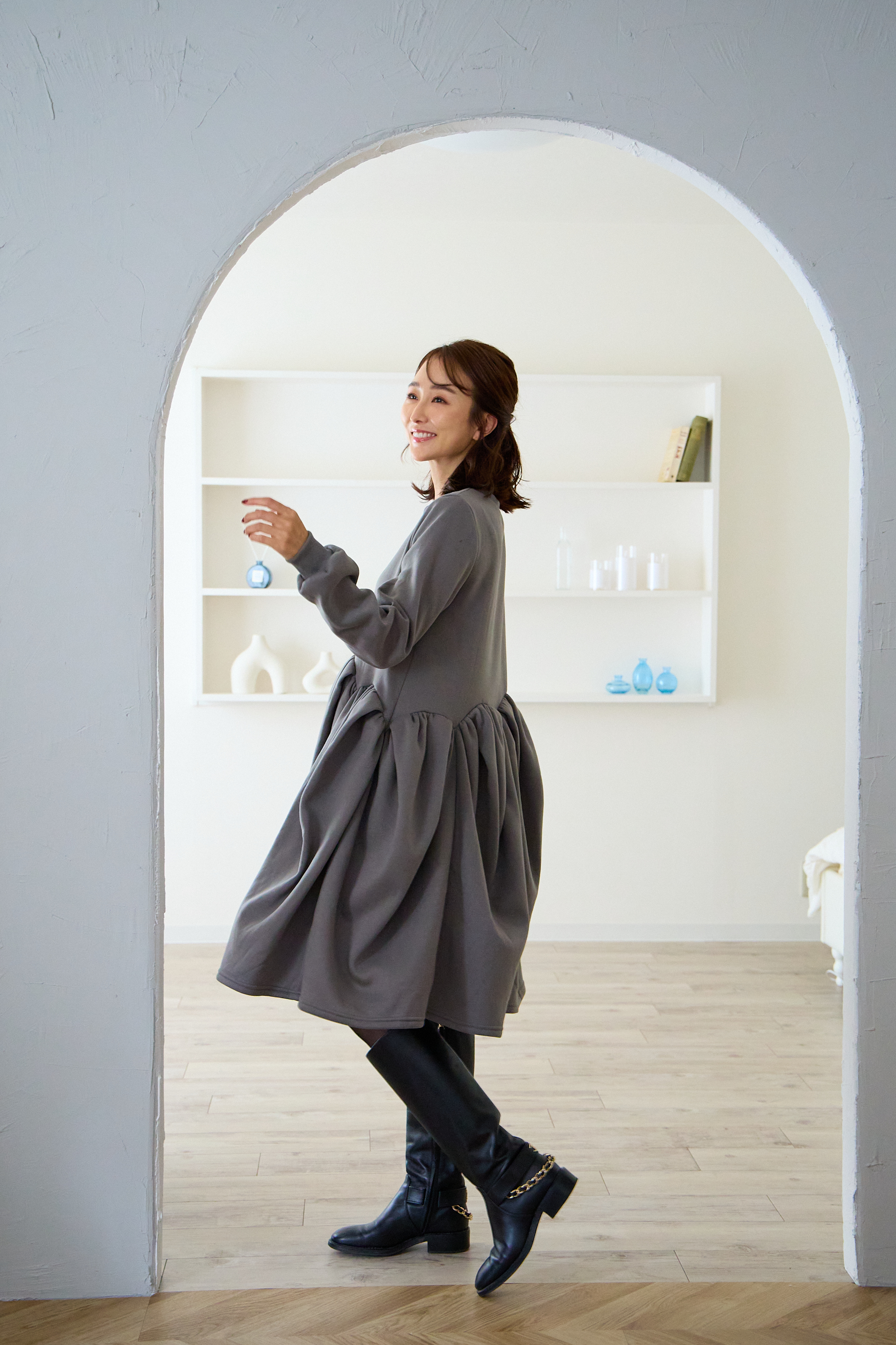 【裏起毛　ボリュームミニワンピ(kbm548)】メール便OK