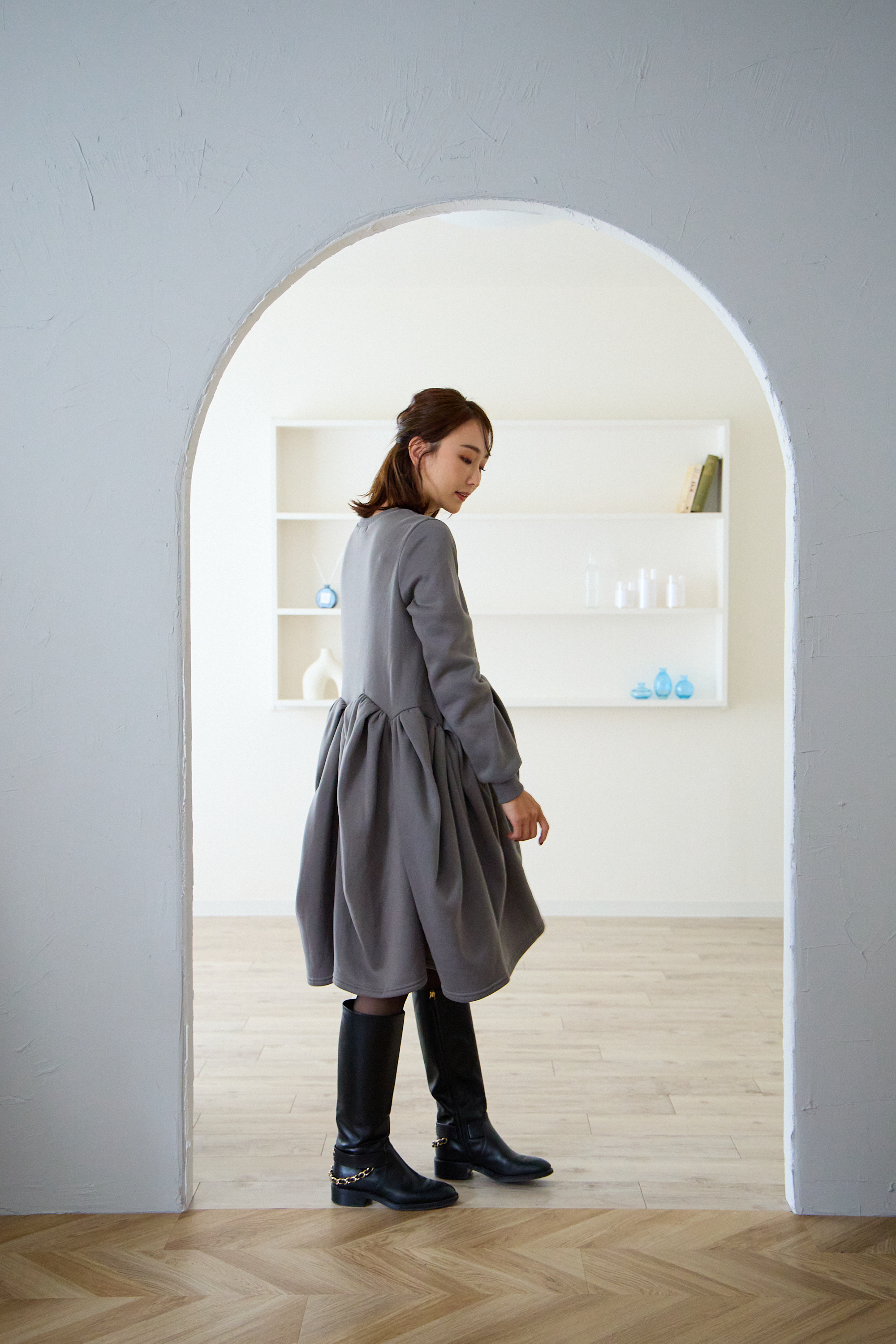 【裏起毛　ボリュームミニワンピ(kbm548)】メール便OK