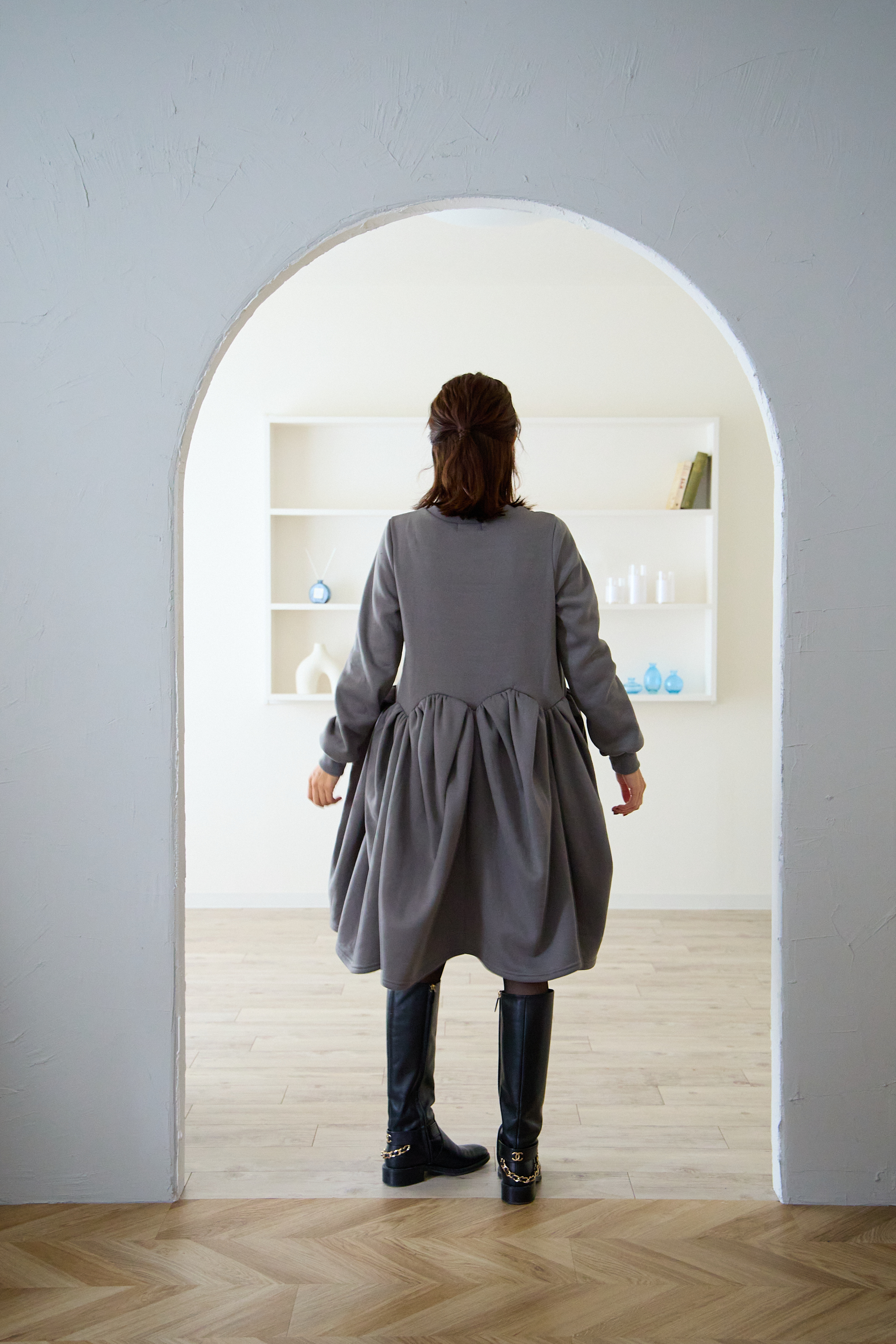 【裏起毛　ボリュームミニワンピ(kbm548)】メール便OK