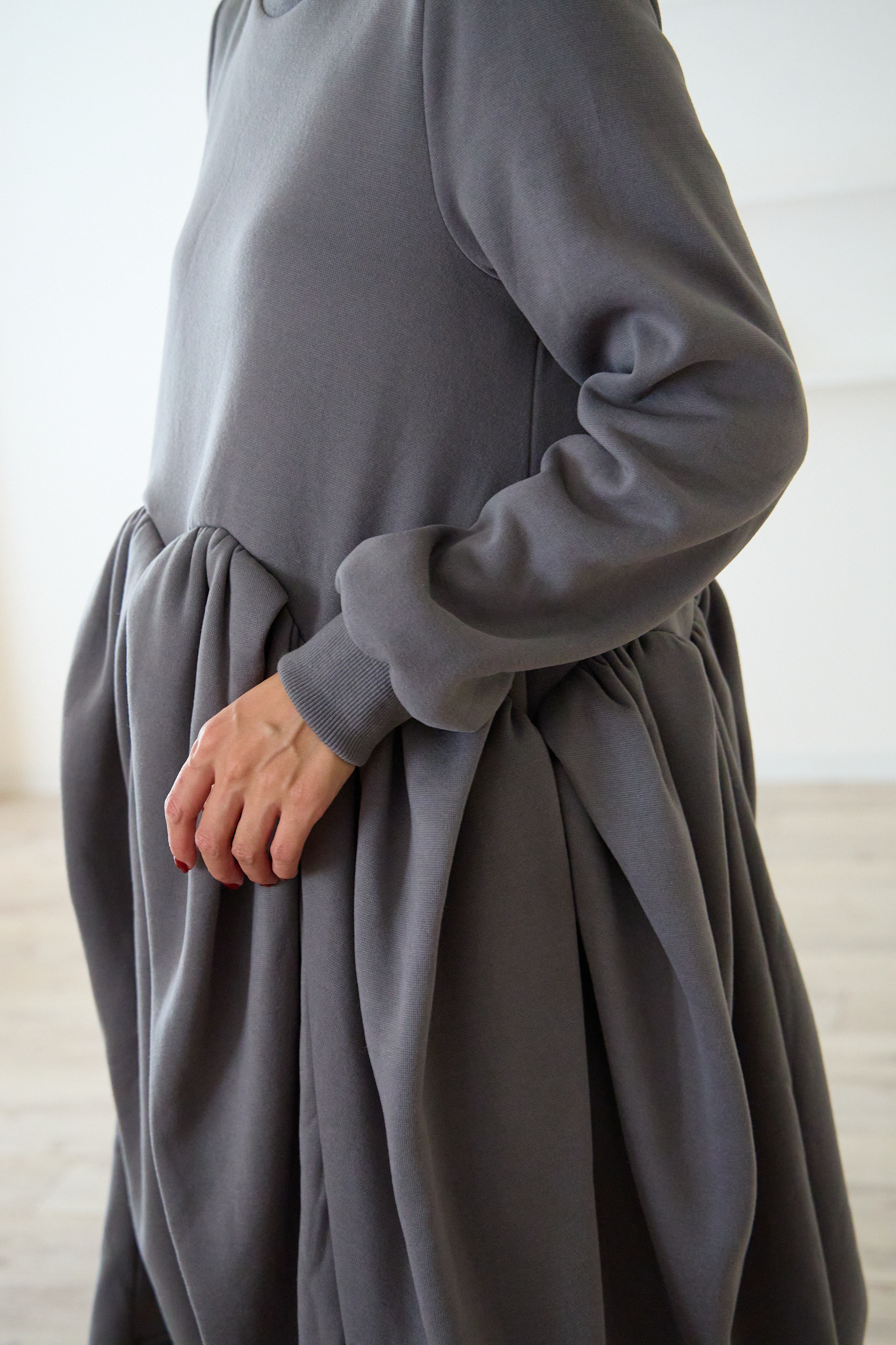 【裏起毛　ボリュームミニワンピ(kbm548)】メール便OK