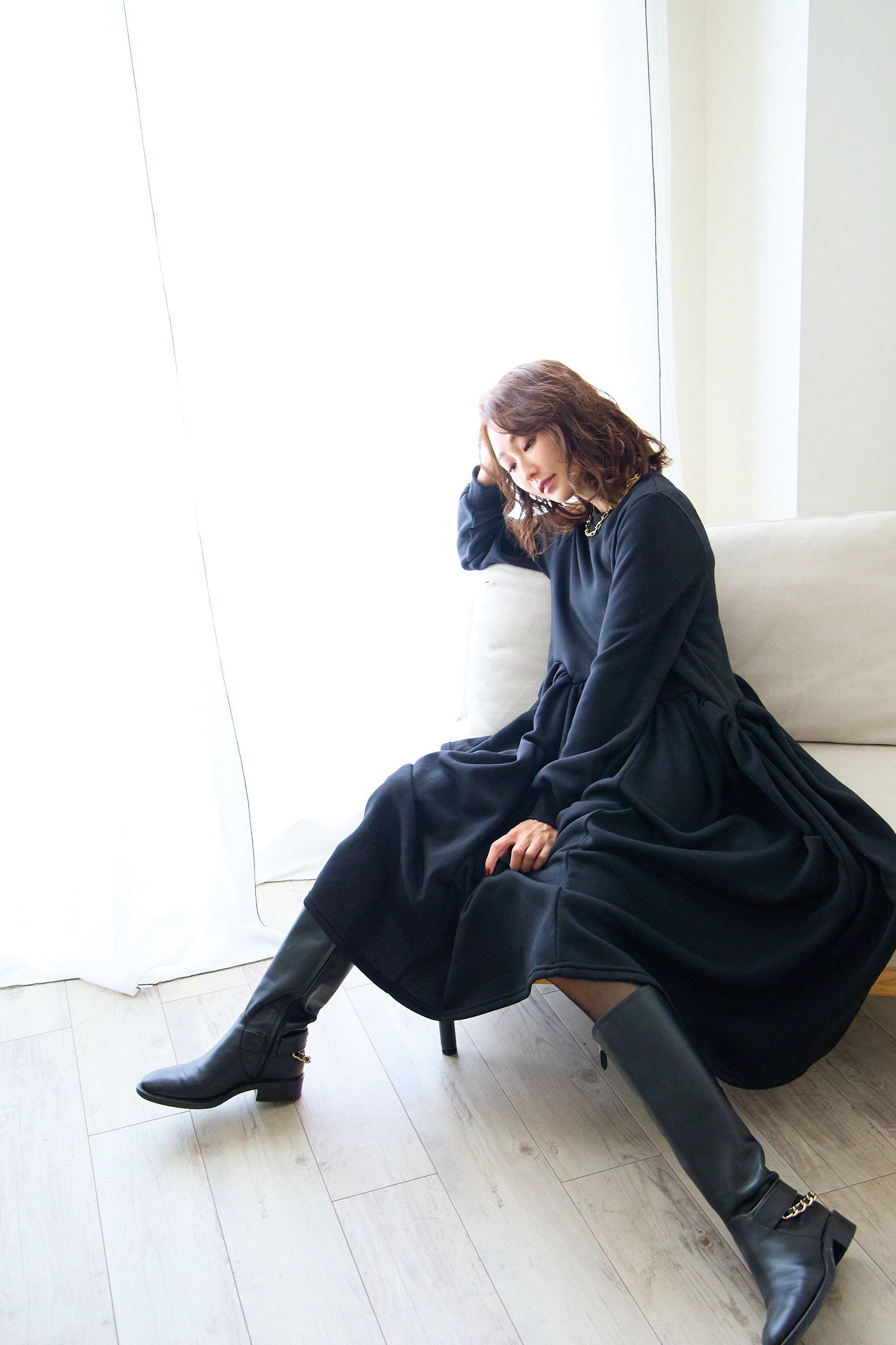 【裏起毛　ボリュームワンピ(kbm547)】メール便OK