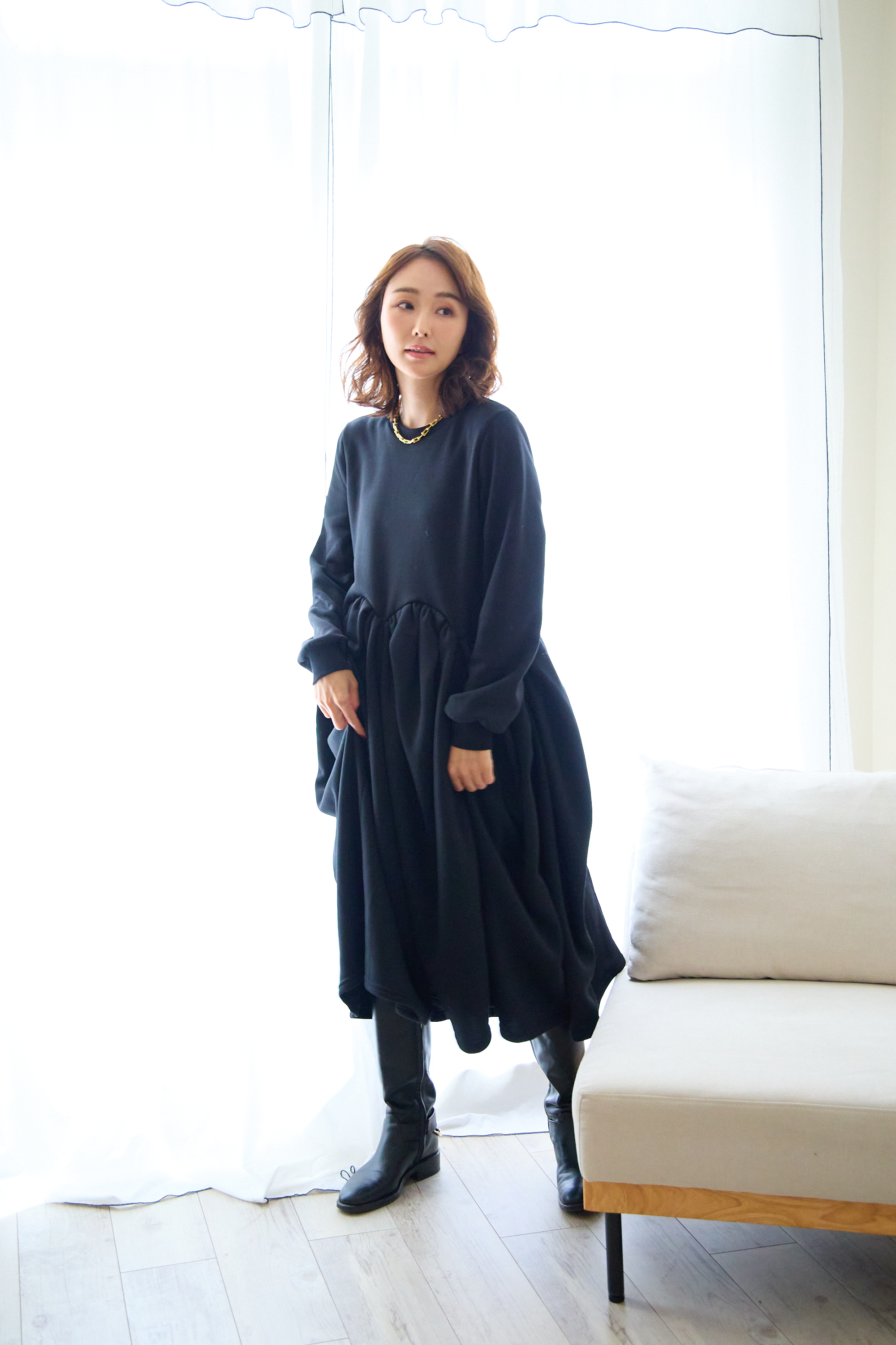 【裏起毛　ボリュームワンピ(kbm547)】メール便OK