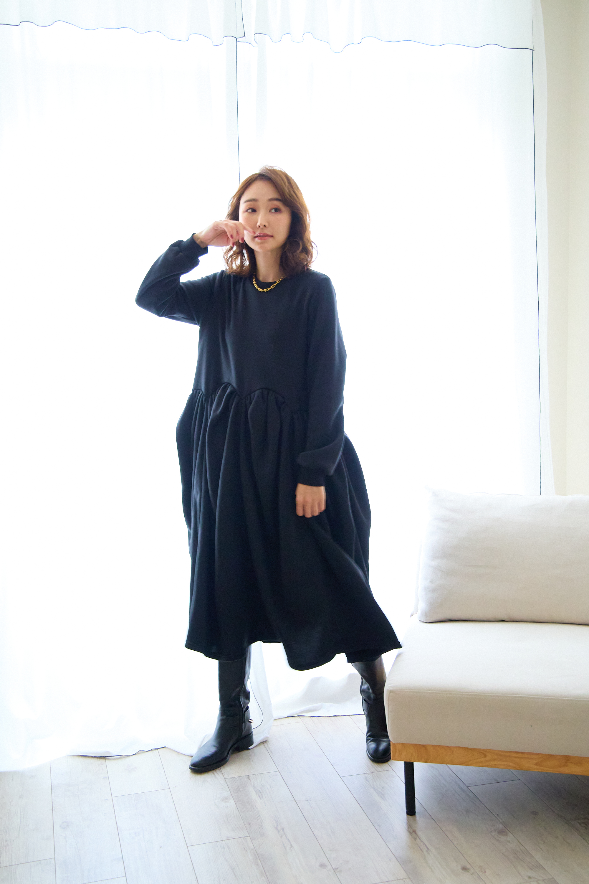 【裏起毛　ボリュームワンピ(kbm547)】メール便OK