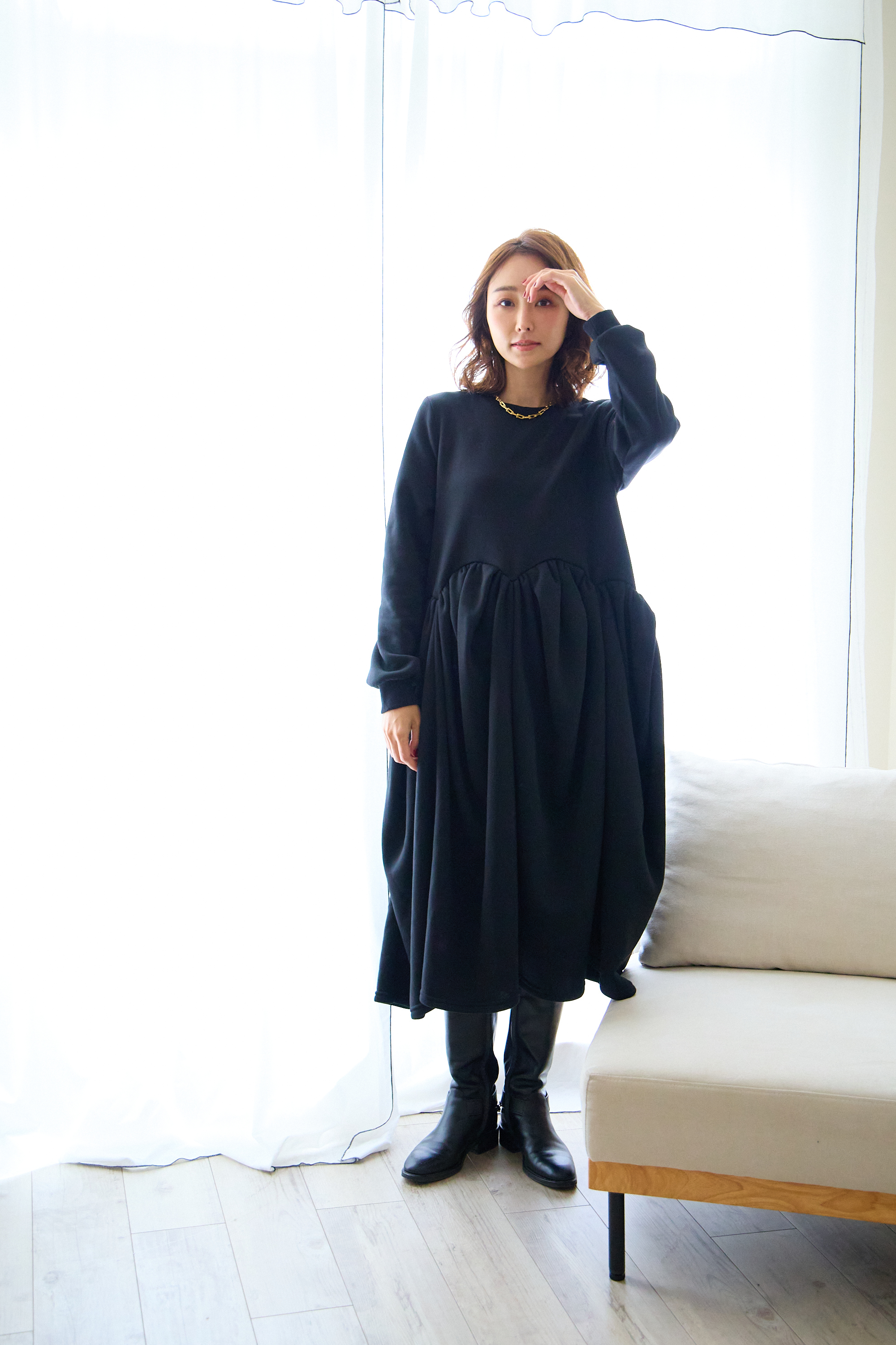 【裏起毛　ボリュームワンピ(kbm547)】メール便OK