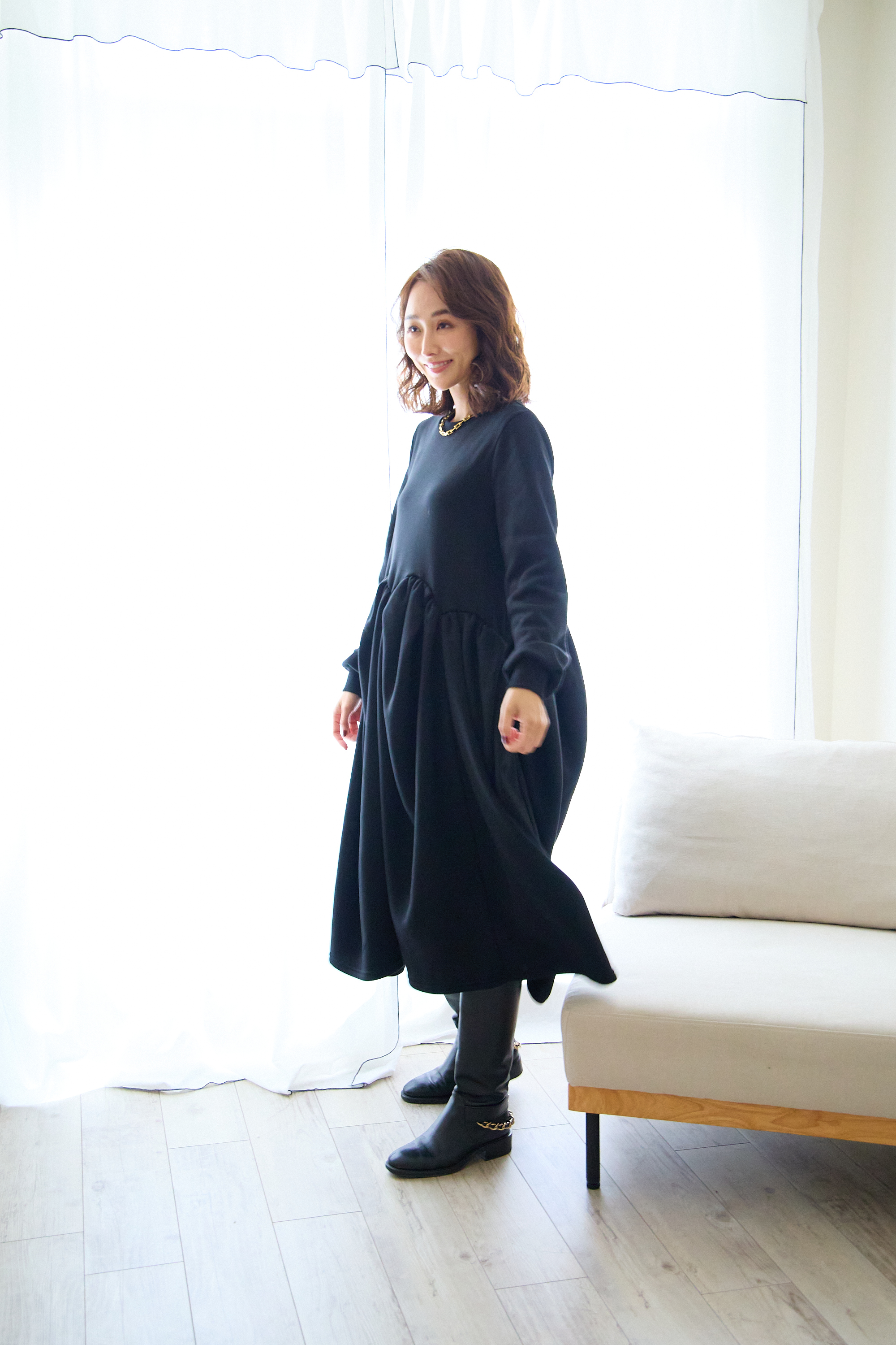 【裏起毛　ボリュームワンピ(kbm547)】メール便OK