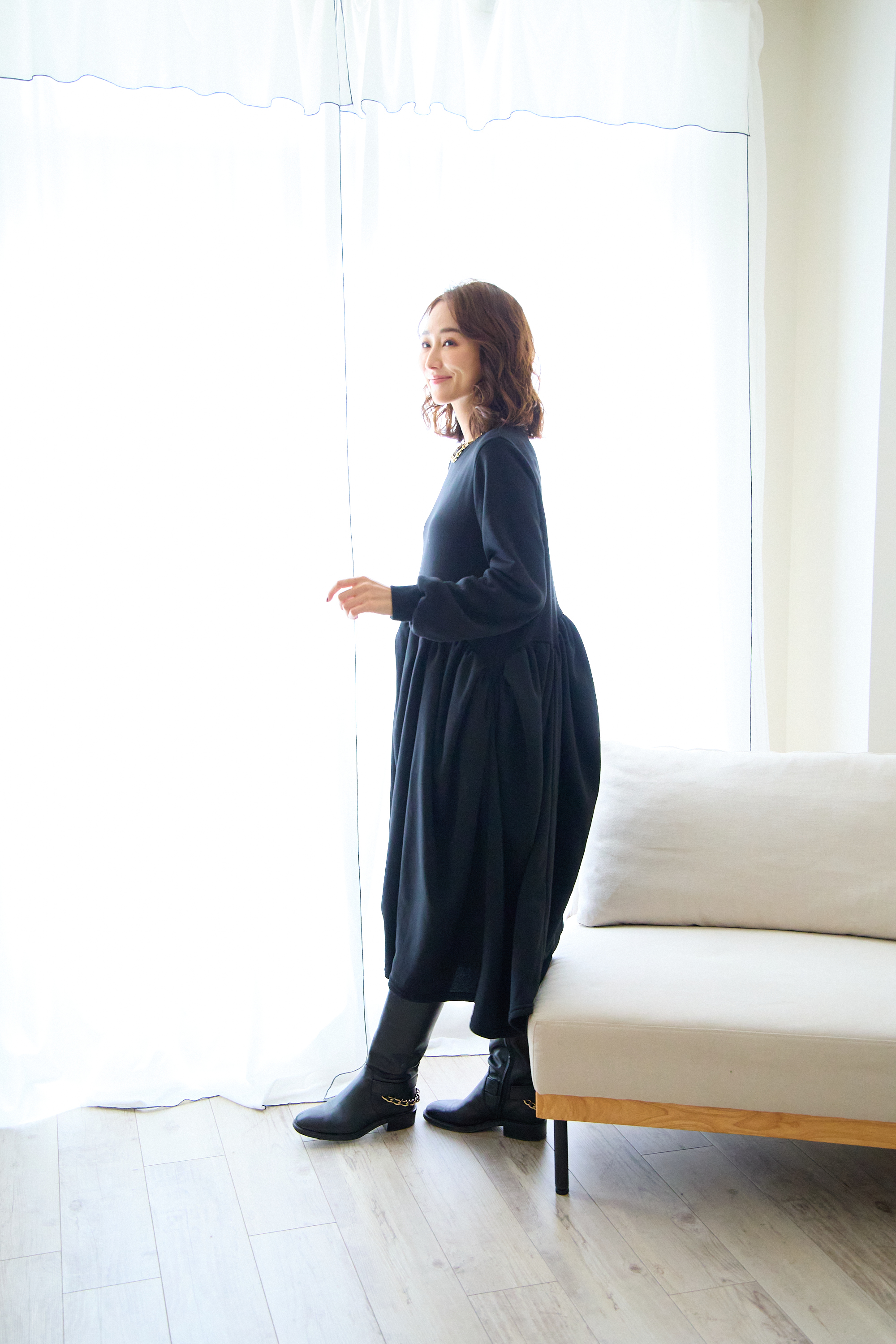 【裏起毛　ボリュームワンピ(kbm547)】メール便OK